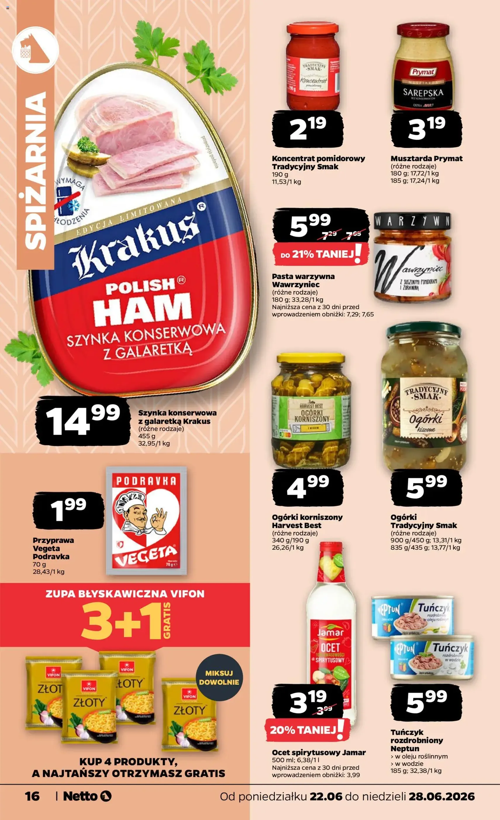 Netto gazetka od poniedziałku spożywcza - ważny gazetka od 22.06.2026 strona 16 z 35