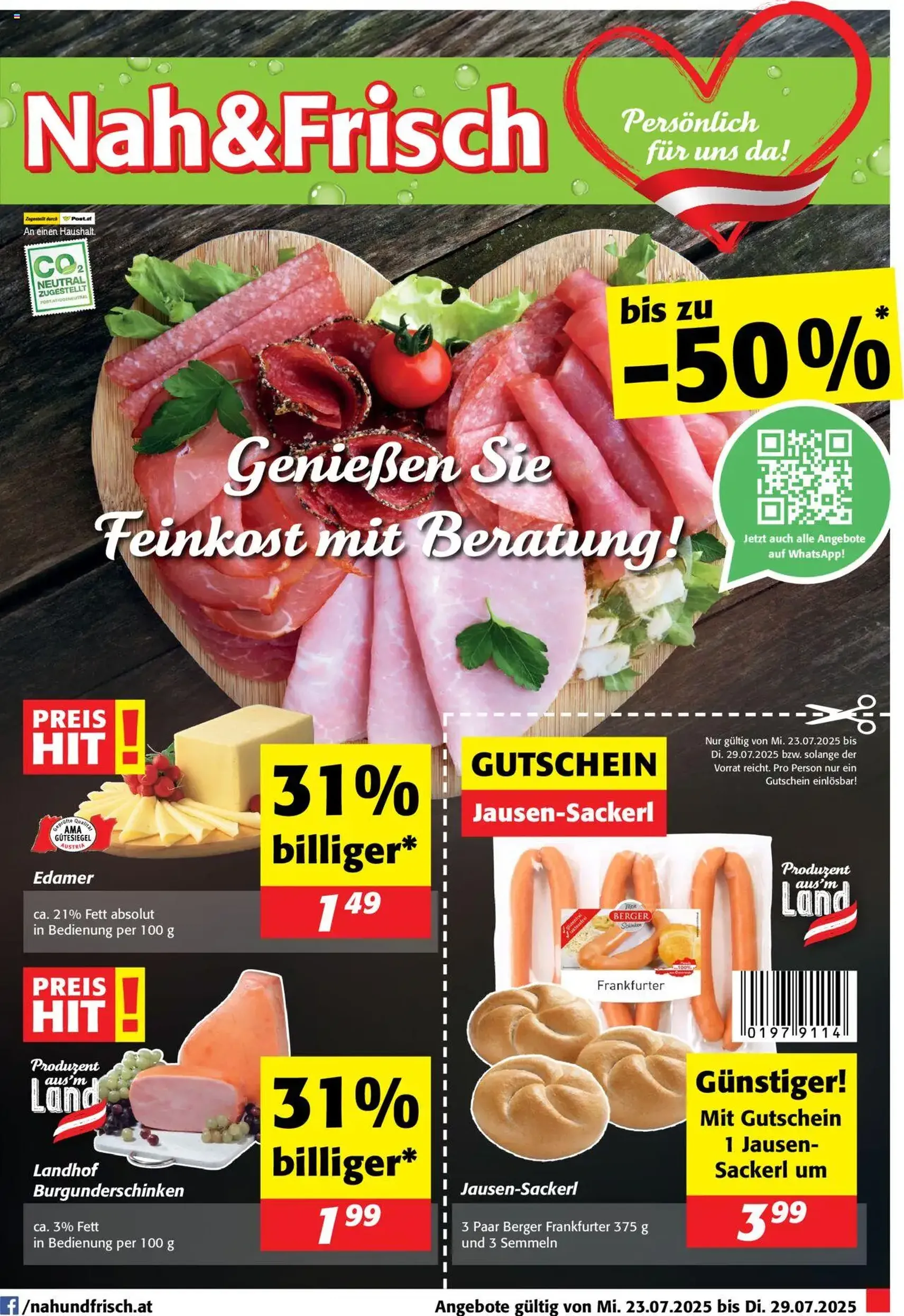 Nah und Frisch Flugblatt - Gültiger Prospekt ab 23.07.2025, Seite 1 von insgesamt 8