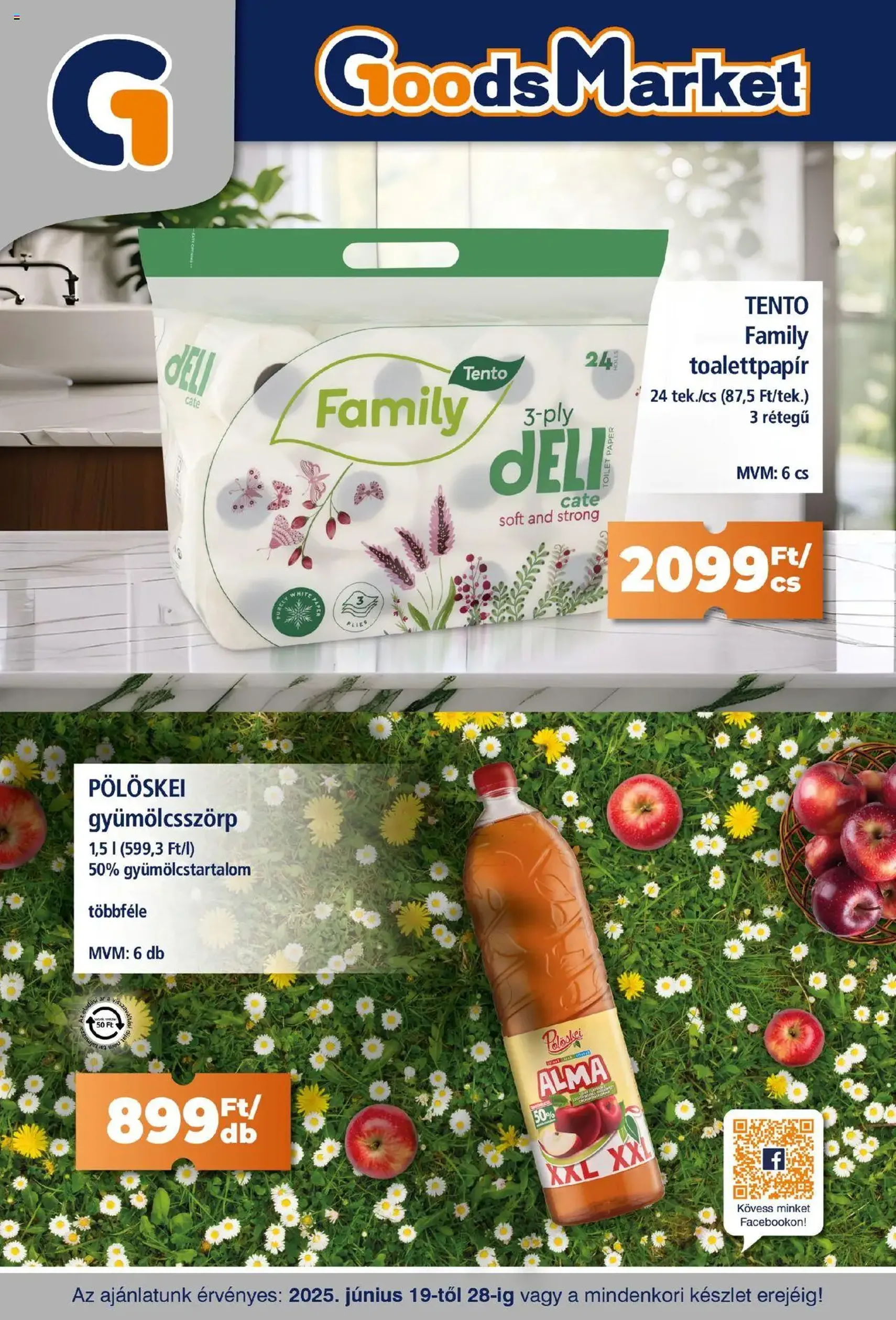 Goods Market Akciós újság - 2025.06.19. érvényes szórólap 1 oldal 12 oldalból Goods Market Akciós újság - 2025.06.19. érvényes szórólap 1 oldal 12 oldalból