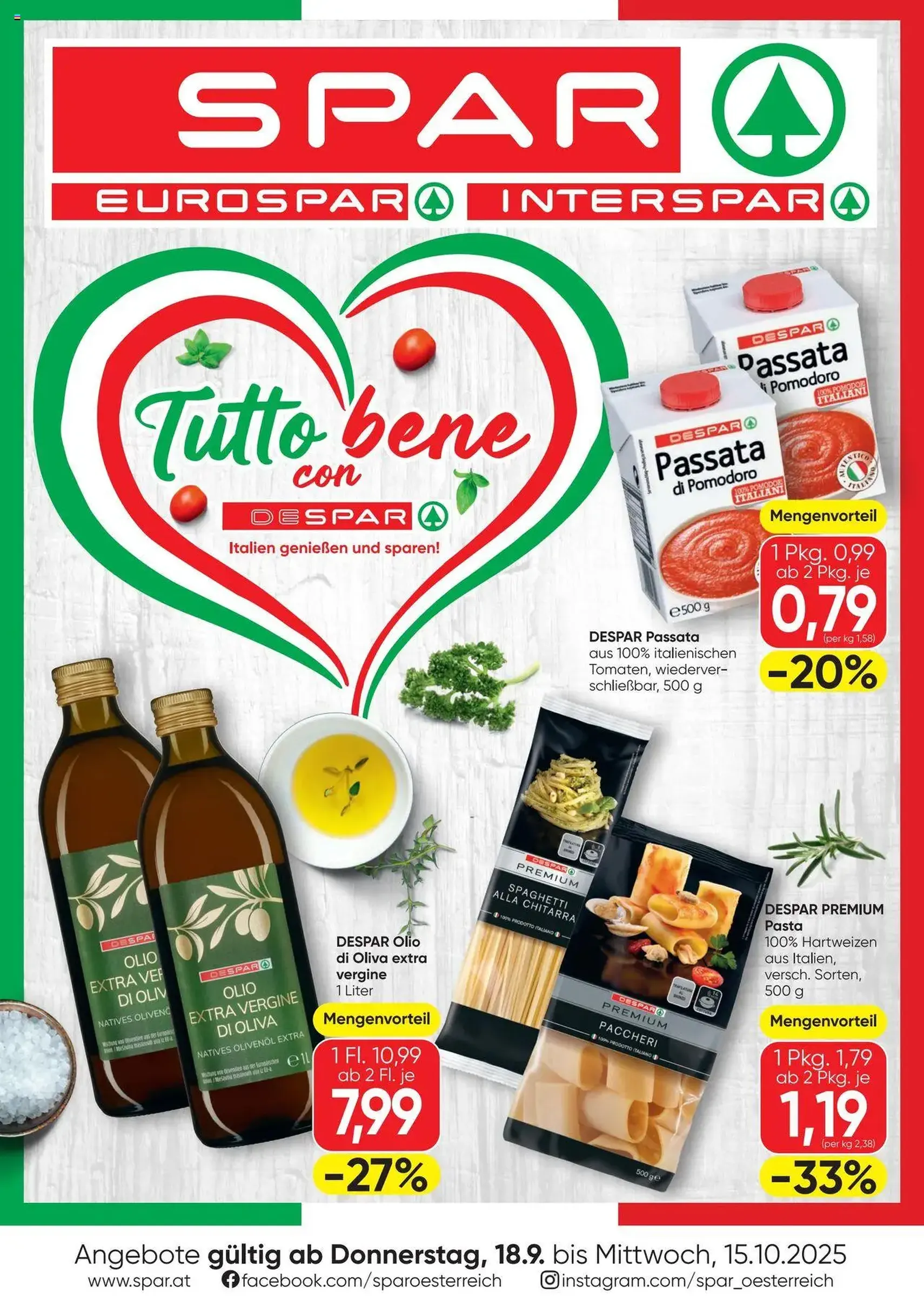 Spar Flugblatt - Gültiger Prospekt ab 18.09.2025, Seite 1 von insgesamt 4