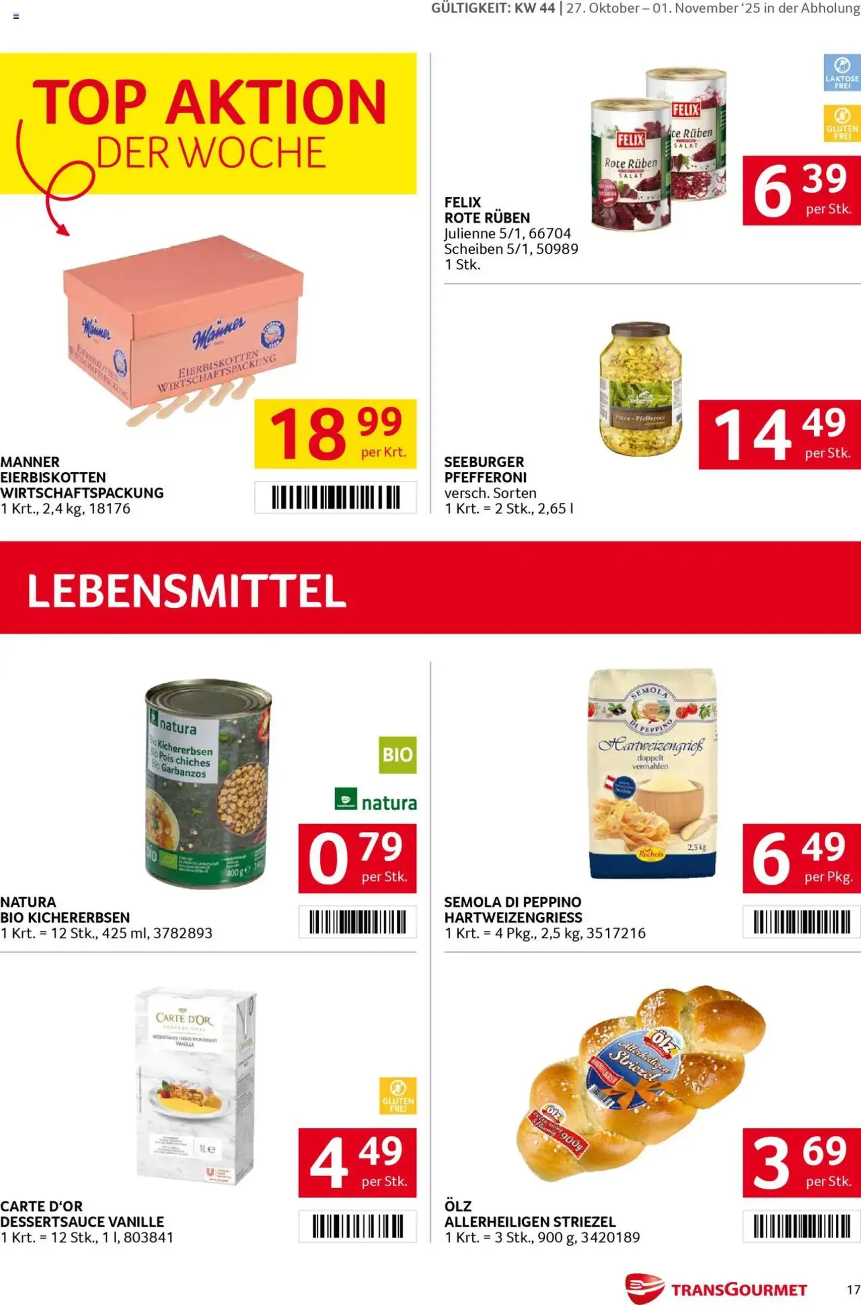 Transgourmet Flugblatt - Gültiger Prospekt ab 26.10.2025, Seite 17 von insgesamt 32 Transgourmet Flugblatt - Gültiger Prospekt ab 26.10.2025, Seite 17 von insgesamt 32