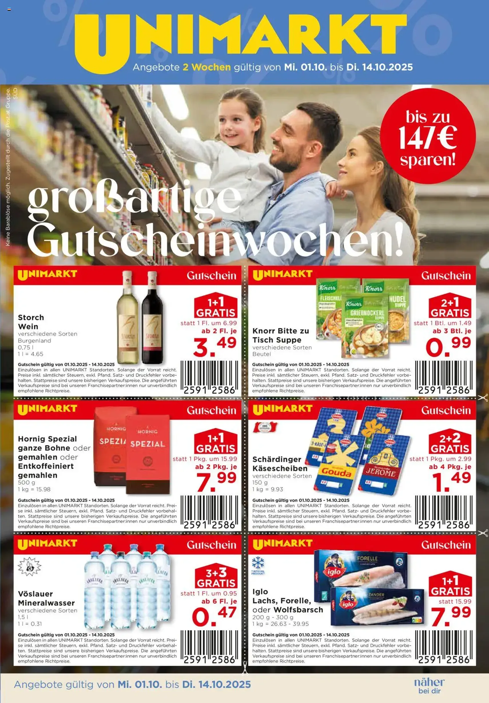 Unimarkt Flugblatt - Gültiger Prospekt ab 01.10.2025, Seite 1 von insgesamt 20 Unimarkt Flugblatt - Gültiger Prospekt ab 01.10.2025, Seite 1 von insgesamt 20