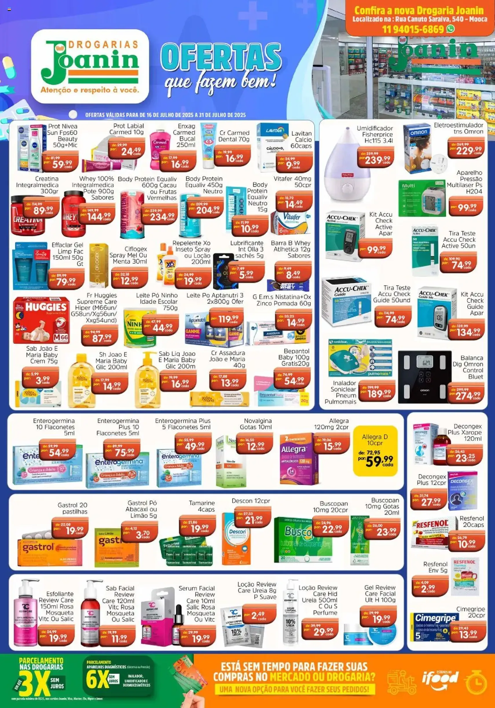 Supermercados Joanin - Ofertas Drogaria - folheto válido a partir de 16/07/2025 página 1 de 2