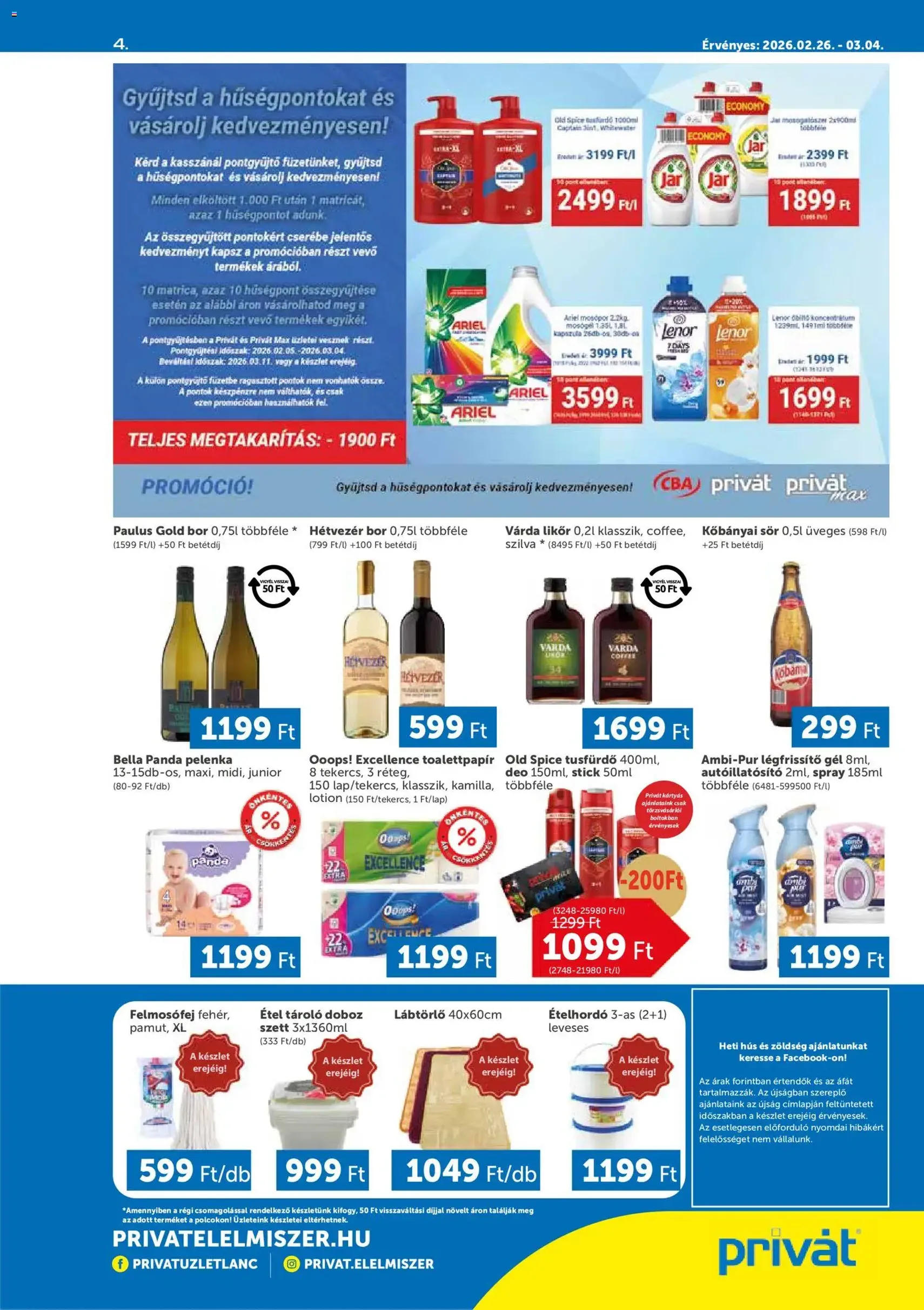 PRIVÁT Akciós újság - 2026.02.26. érvényes szórólap 4 oldal 4 oldalból