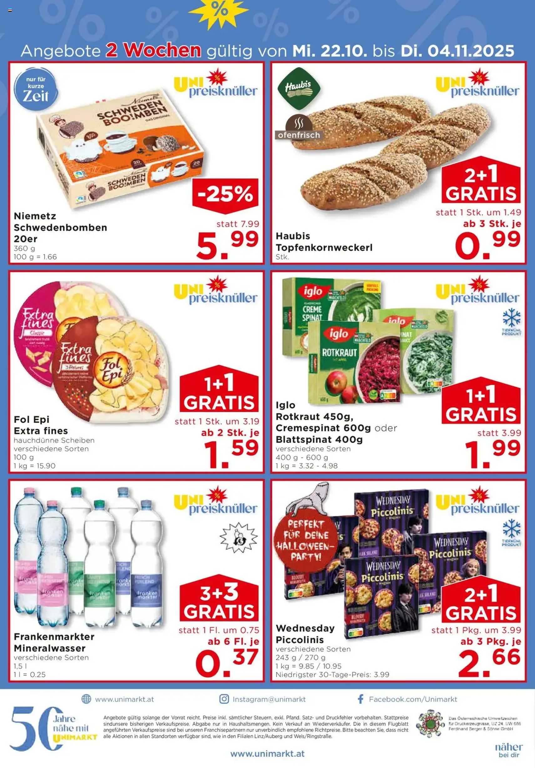 Unimarkt Flugblatt - Gültiger Prospekt ab 22.10.2025, Seite 16 von insgesamt 16