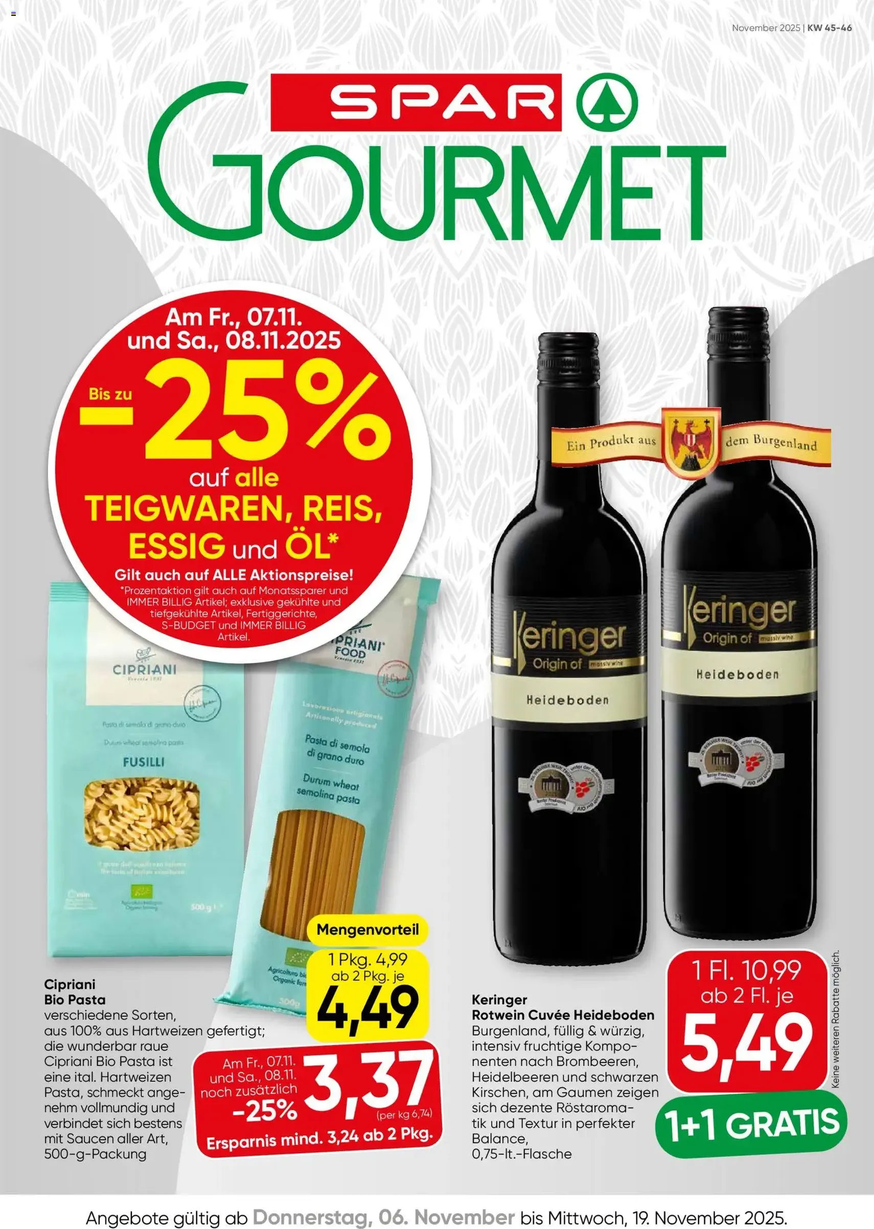 SPAR Gourmet Flugblatt - Gültiger Prospekt ab 06.11.2025, Seite 1 von insgesamt 12