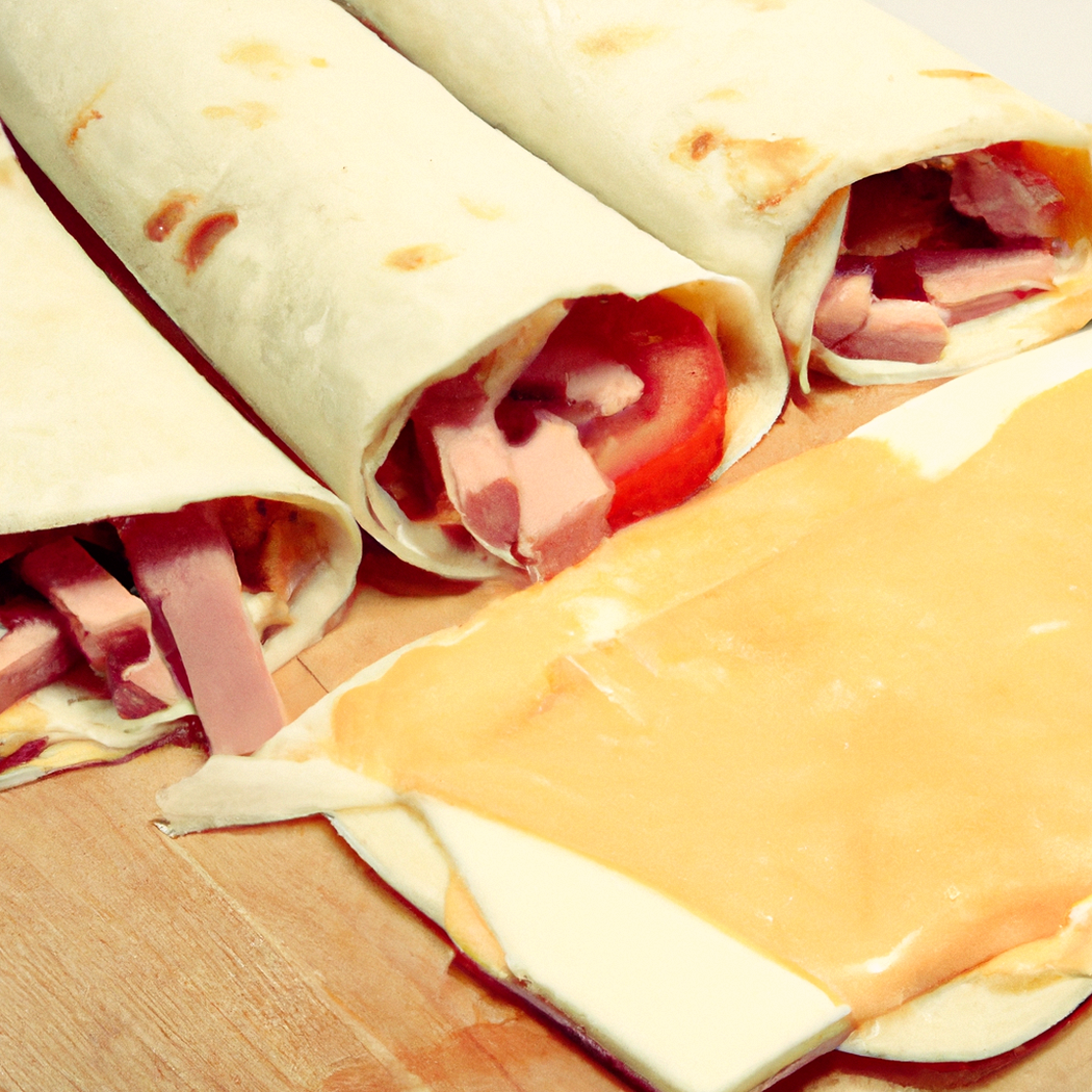 Tortilla avvolta con prosciutto e formaggio