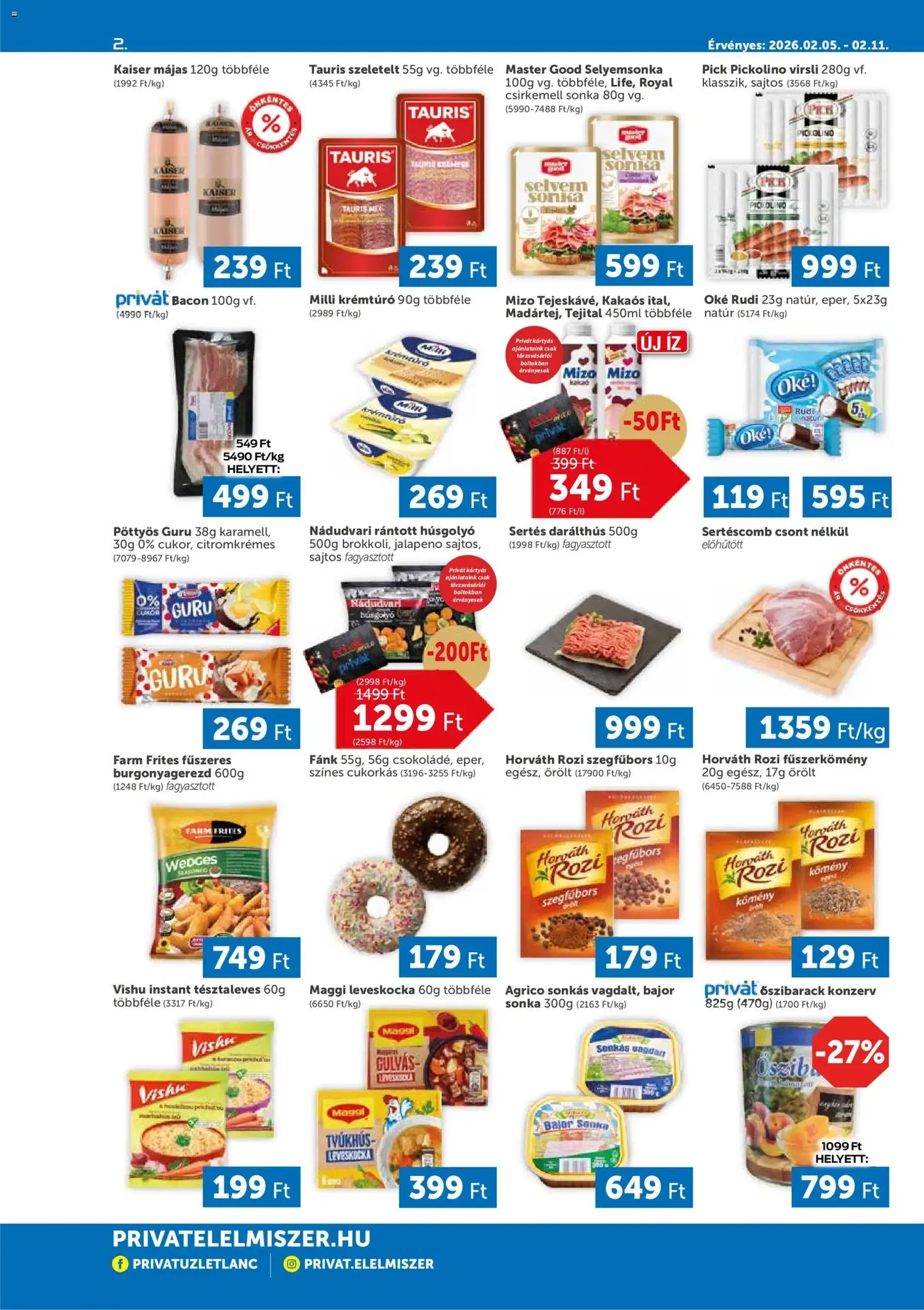 PRIVÁT Akciós újság - 2026.02.05. érvényes szórólap 2 oldal 4 oldalból