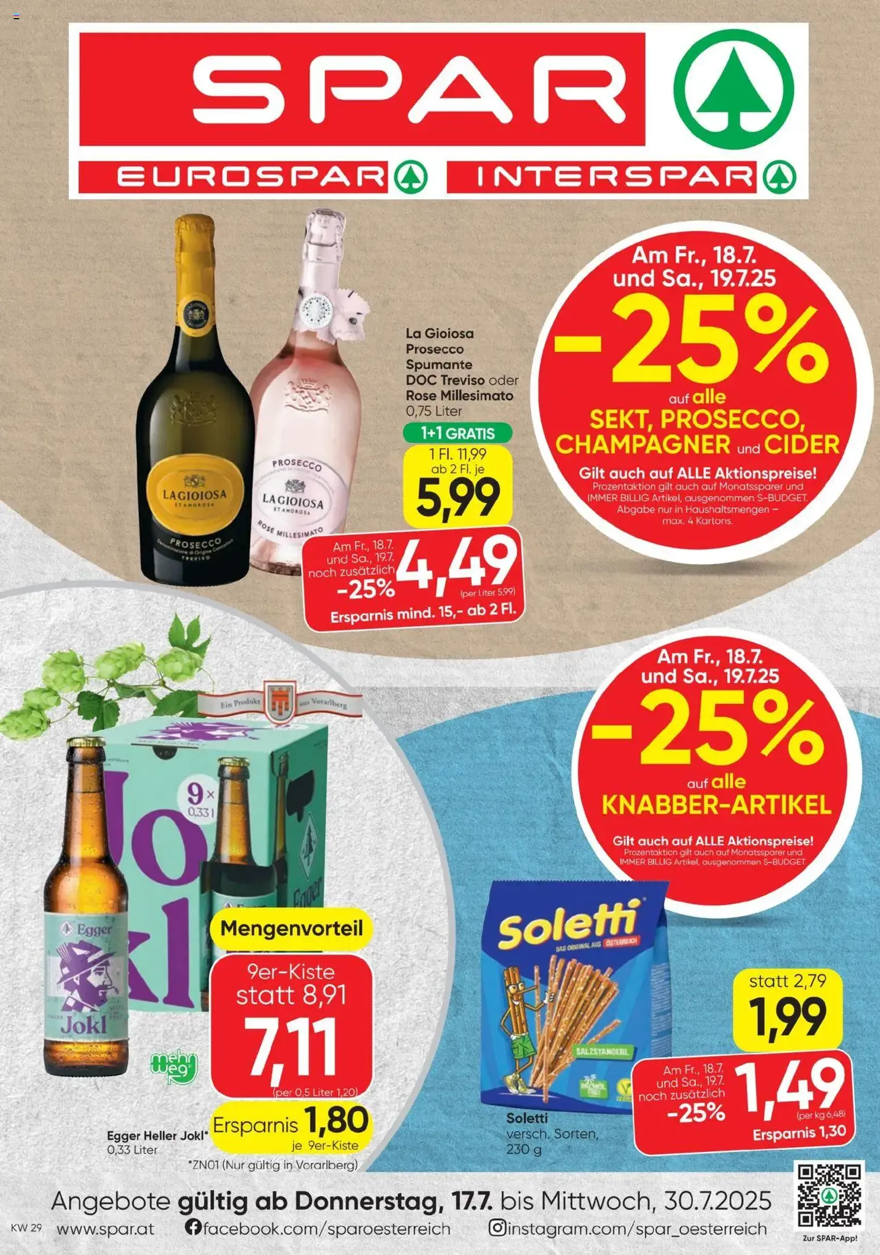 Spar Flugblatt - Gültiger Prospekt ab 17.07.2025, Seite 1 von insgesamt 20 Spar Flugblatt - Gültiger Prospekt ab 17.07.2025, Seite 1 von insgesamt 20