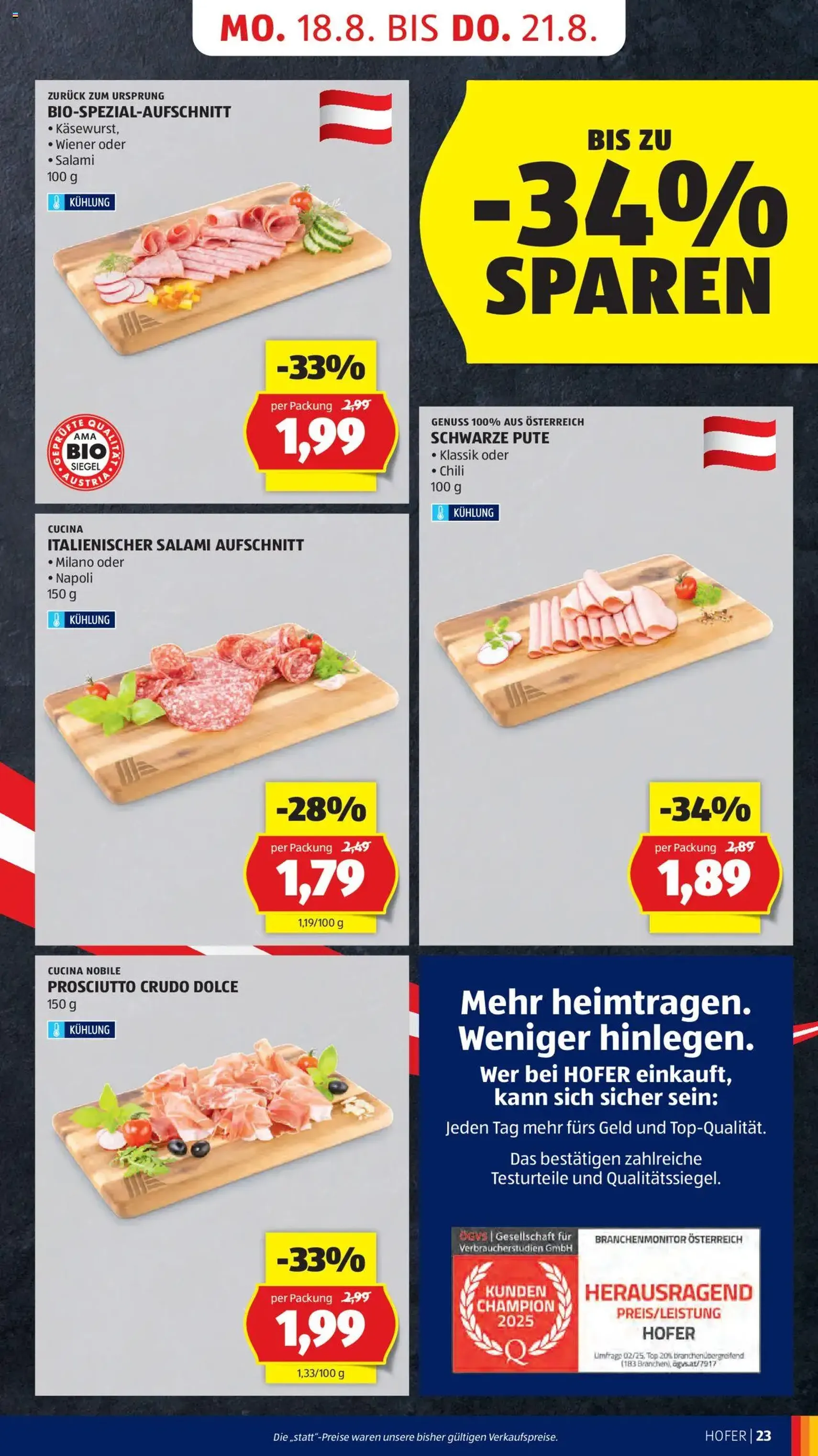 Hofer Flugblatt - Gültiger Prospekt ab 14.08.2025, Seite 25 von insgesamt 45