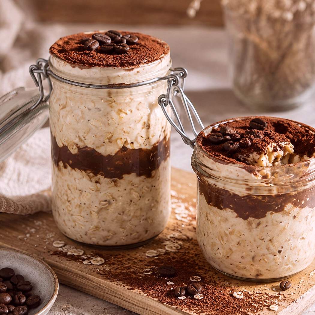 Tiramisu overnight oats – zdravé ovsené vločky cez noc
