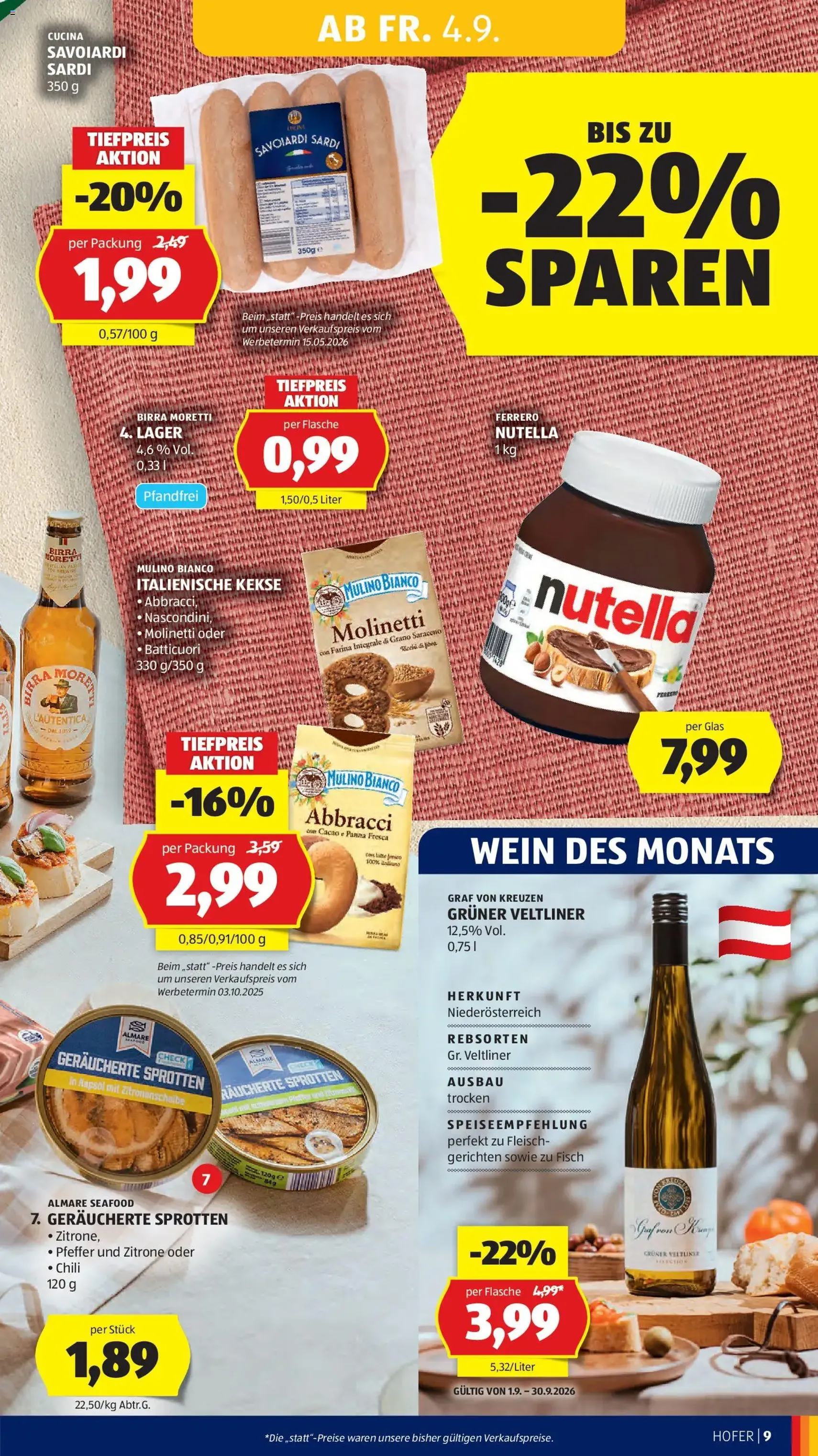 Hofer Flugblatt - Gültiger Prospekt ab 04.09.2026, Seite 15 von insgesamt 44