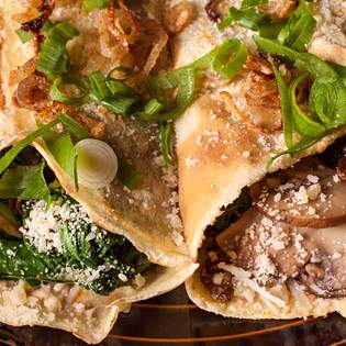 Recipe preview Mushroom, Spinach, and Parmesan Crêpes
