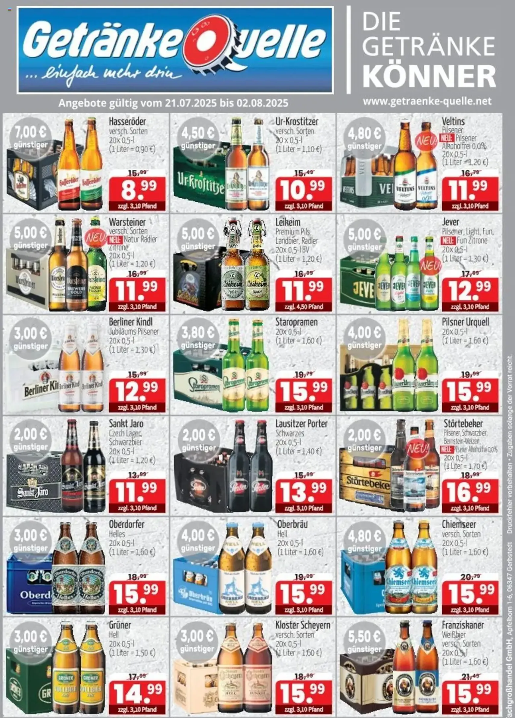 Getränke Quelle - Produktkatalog - Gültiger Prospekt ab 21.07.2025, Seite 1 von insgesamt 2