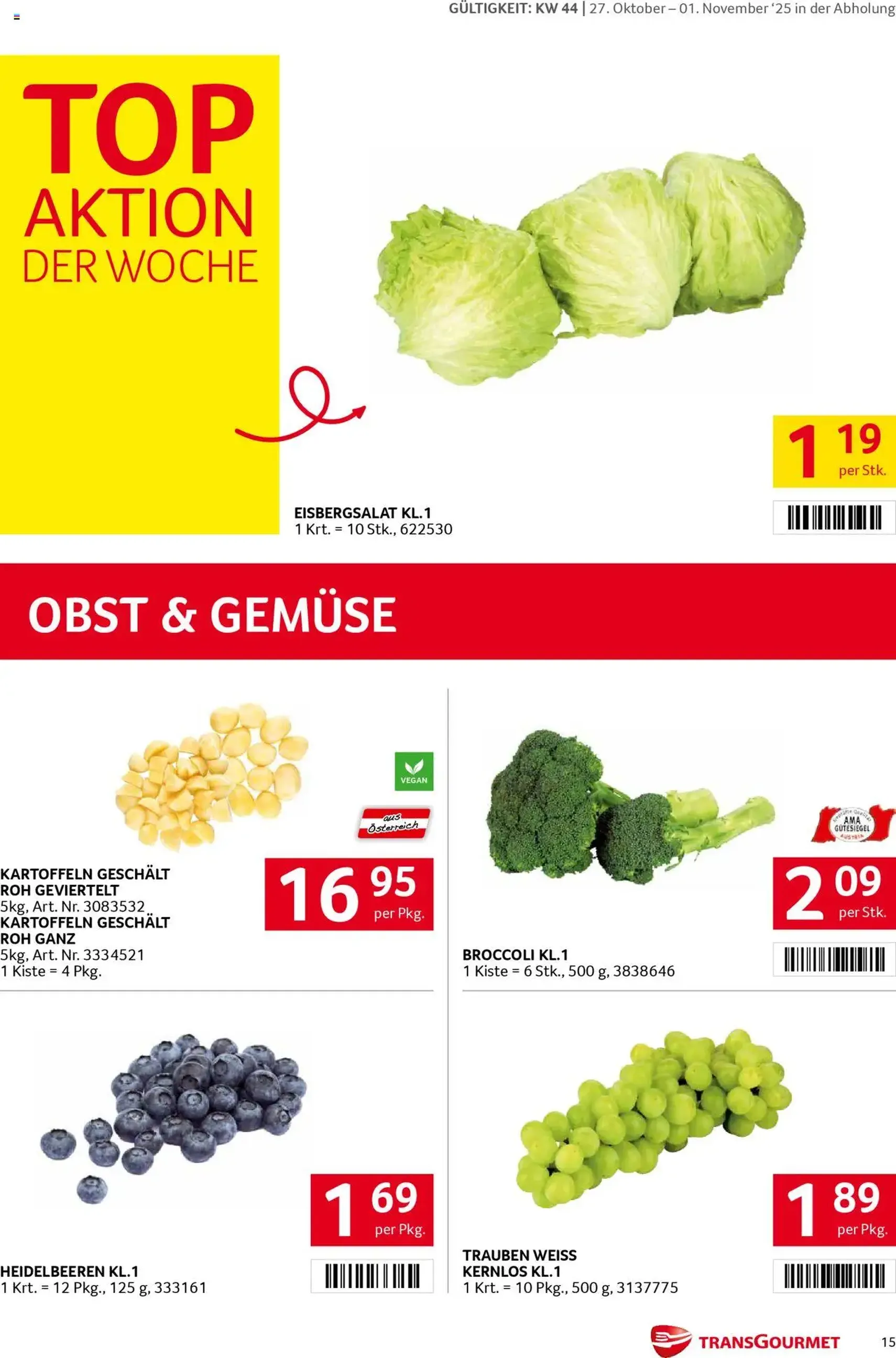 Transgourmet Flugblatt - Gültiger Prospekt ab 26.10.2025, Seite 15 von insgesamt 32 Transgourmet Flugblatt - Gültiger Prospekt ab 26.10.2025, Seite 15 von insgesamt 32
