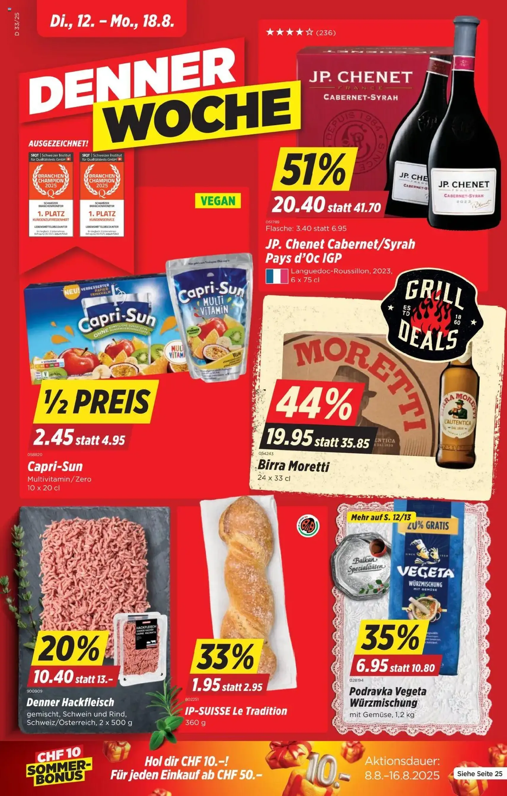Denner Aktionen - Gültiger Prospekt ab 12.08.2025, Seite 1 von insgesamt 26 Denner Aktionen - Gültiger Prospekt ab 12.08.2025, Seite 1 von insgesamt 26