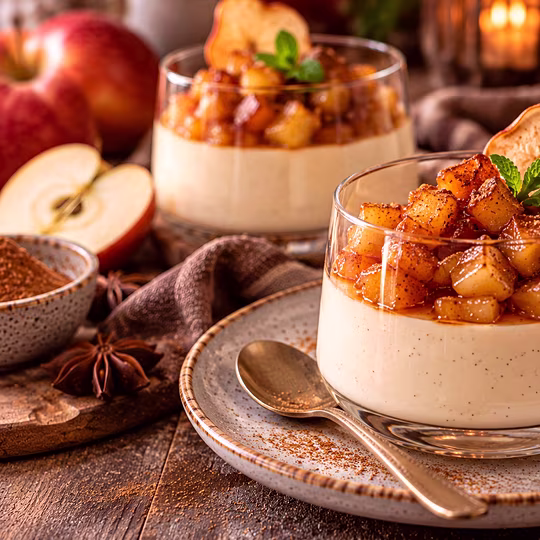 Náhľad receptu Pumpkin spice panna cotta s karamelizovanými jablkami