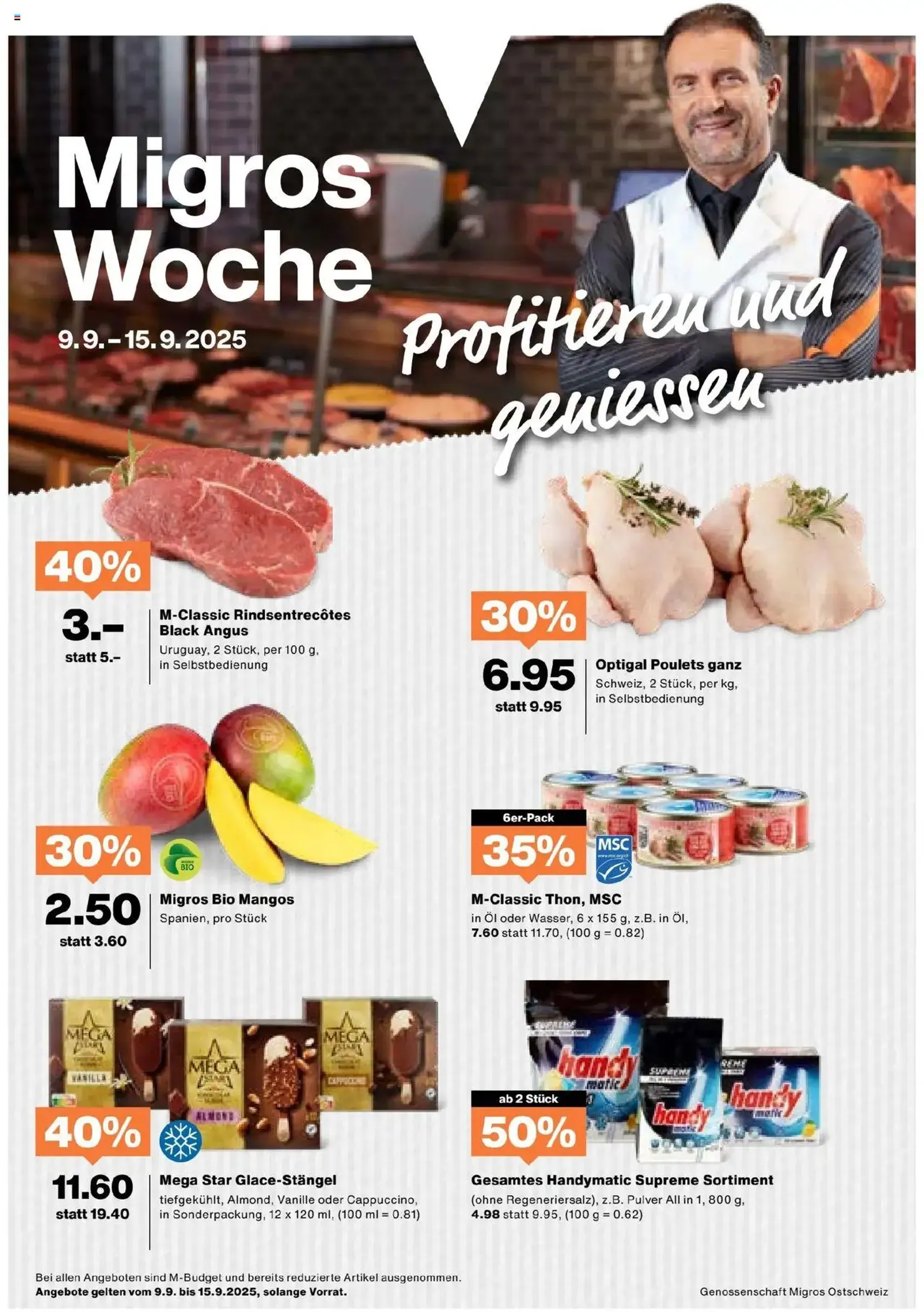 Migros Aktionen - Gültiger Prospekt ab 09.09.2025, Seite 1 von insgesamt 20 Migros Aktionen - Gültiger Prospekt ab 09.09.2025, Seite 1 von insgesamt 20
