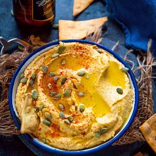 Recipe preview Quick and easy pumpkin hummus recipe for Halloween party