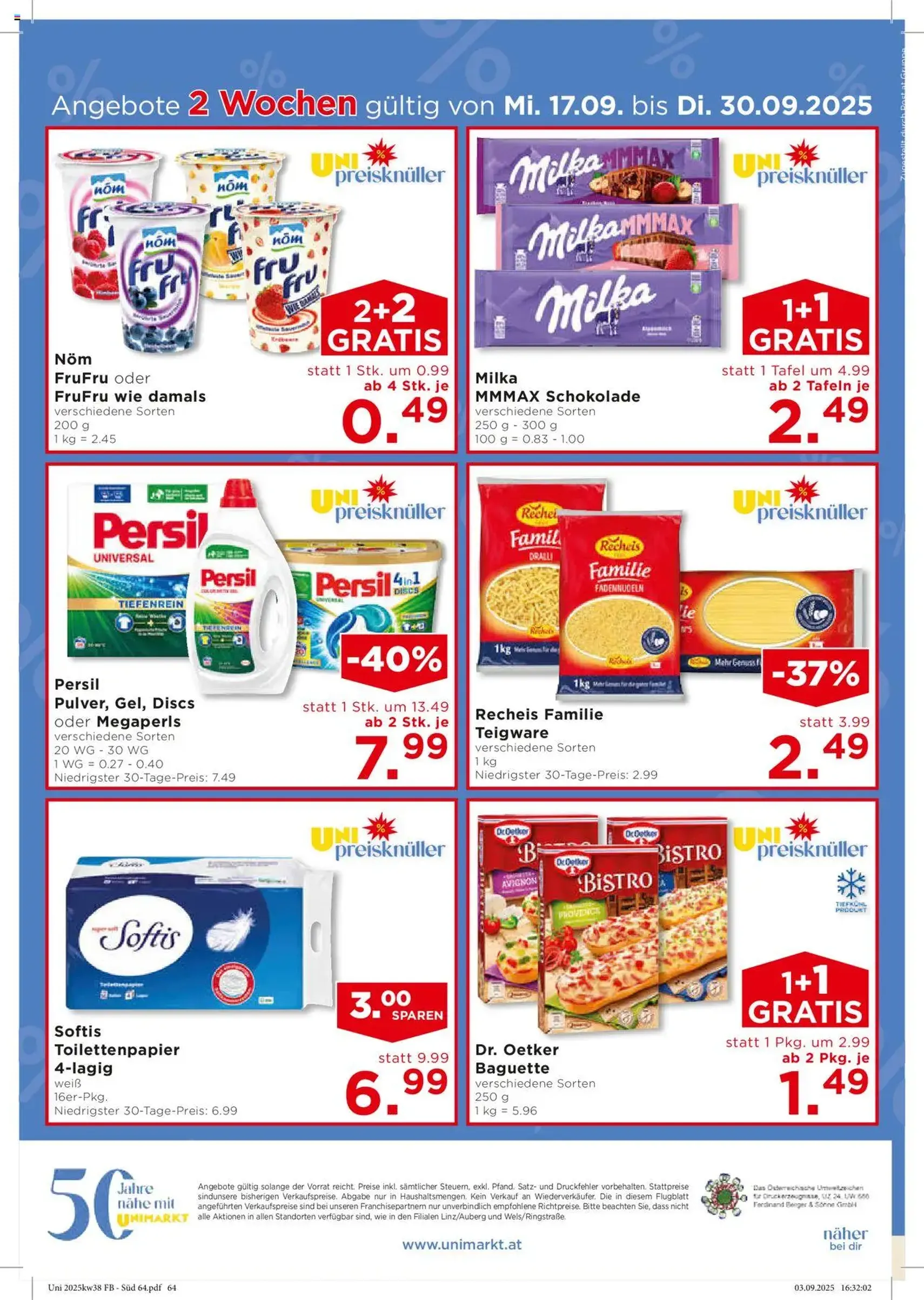Unimarkt Flugblatt - Gültiger Prospekt ab 17.09.2025, Seite 16 von insgesamt 16