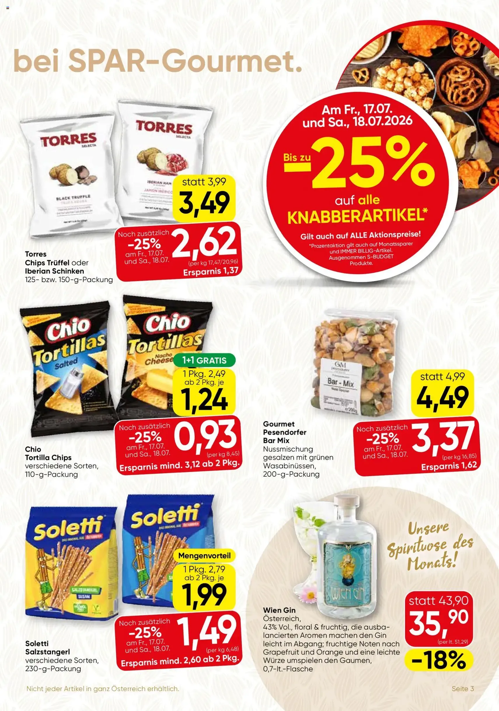 SPAR Gourmet Flugblatt - Gültiger Prospekt ab 16.07.2026, Seite 3 von insgesamt 12