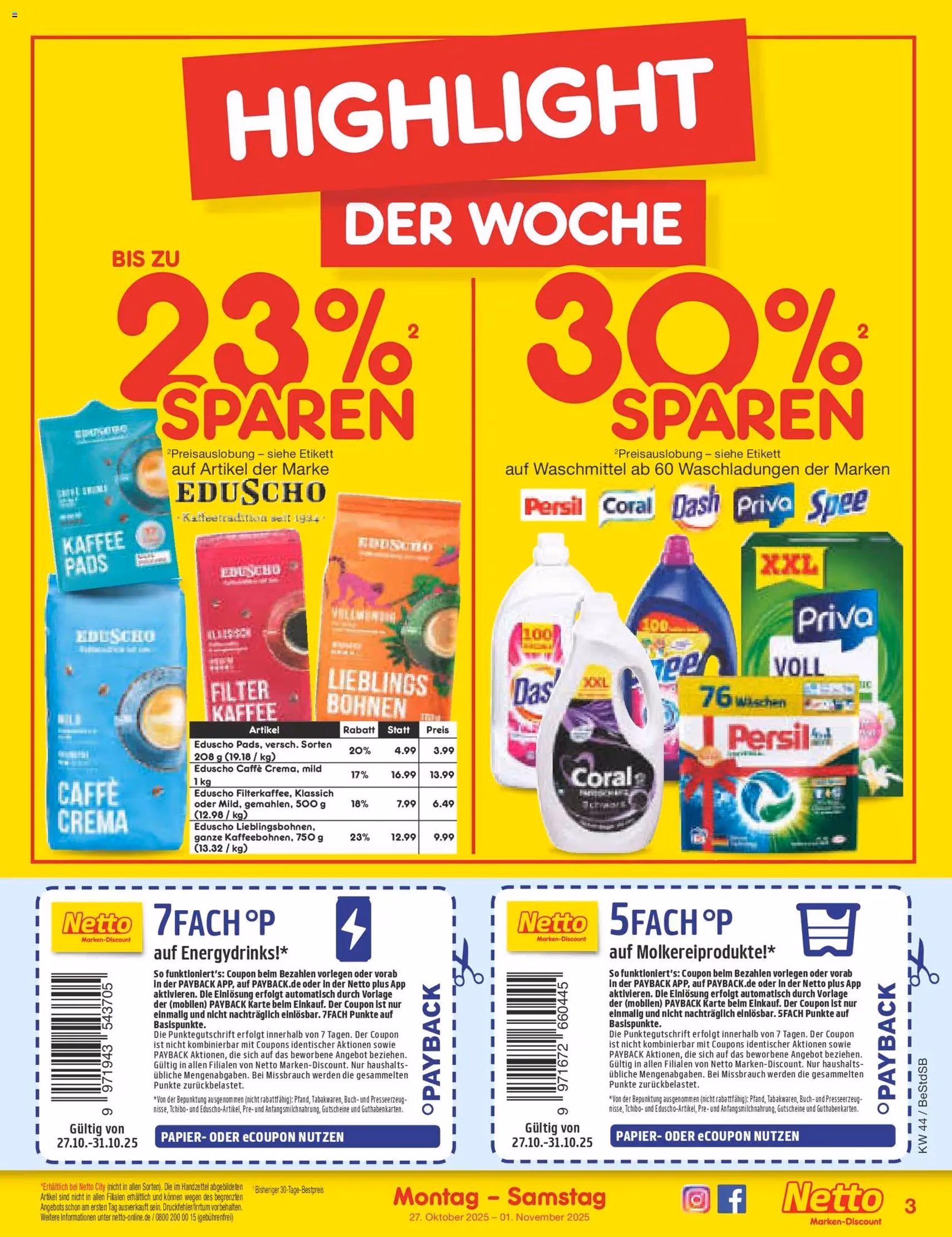 Netto Marken-Discount Prospekt - Gültiger Prospekt ab 27.10.2025, Seite 3 von insgesamt 65 Netto Marken-Discount Prospekt - Gültiger Prospekt ab 27.10.2025, Seite 3 von insgesamt 65