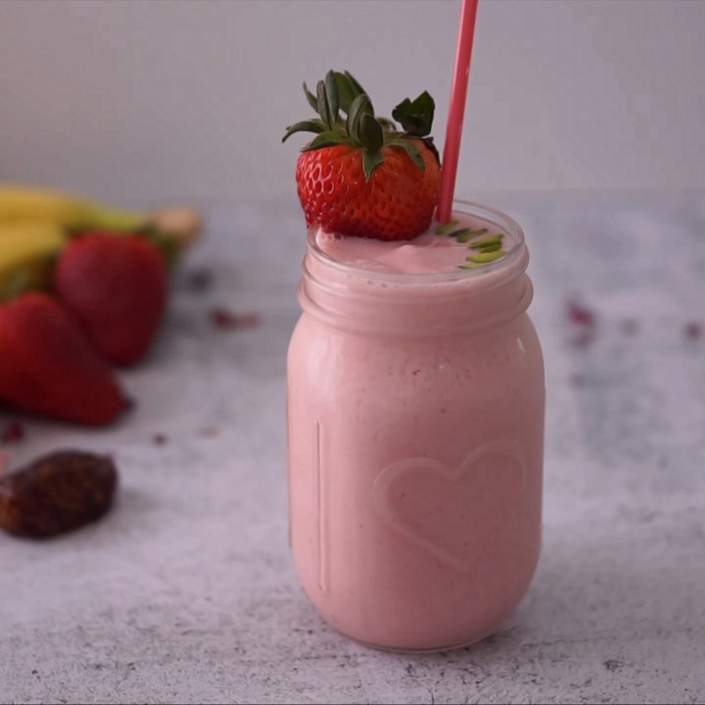 Batido de fresa y plátano sin leche