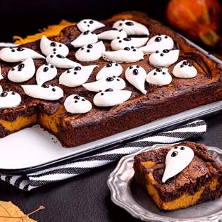 Recipe preview Ghostly Pumpkin Swirled Brownies