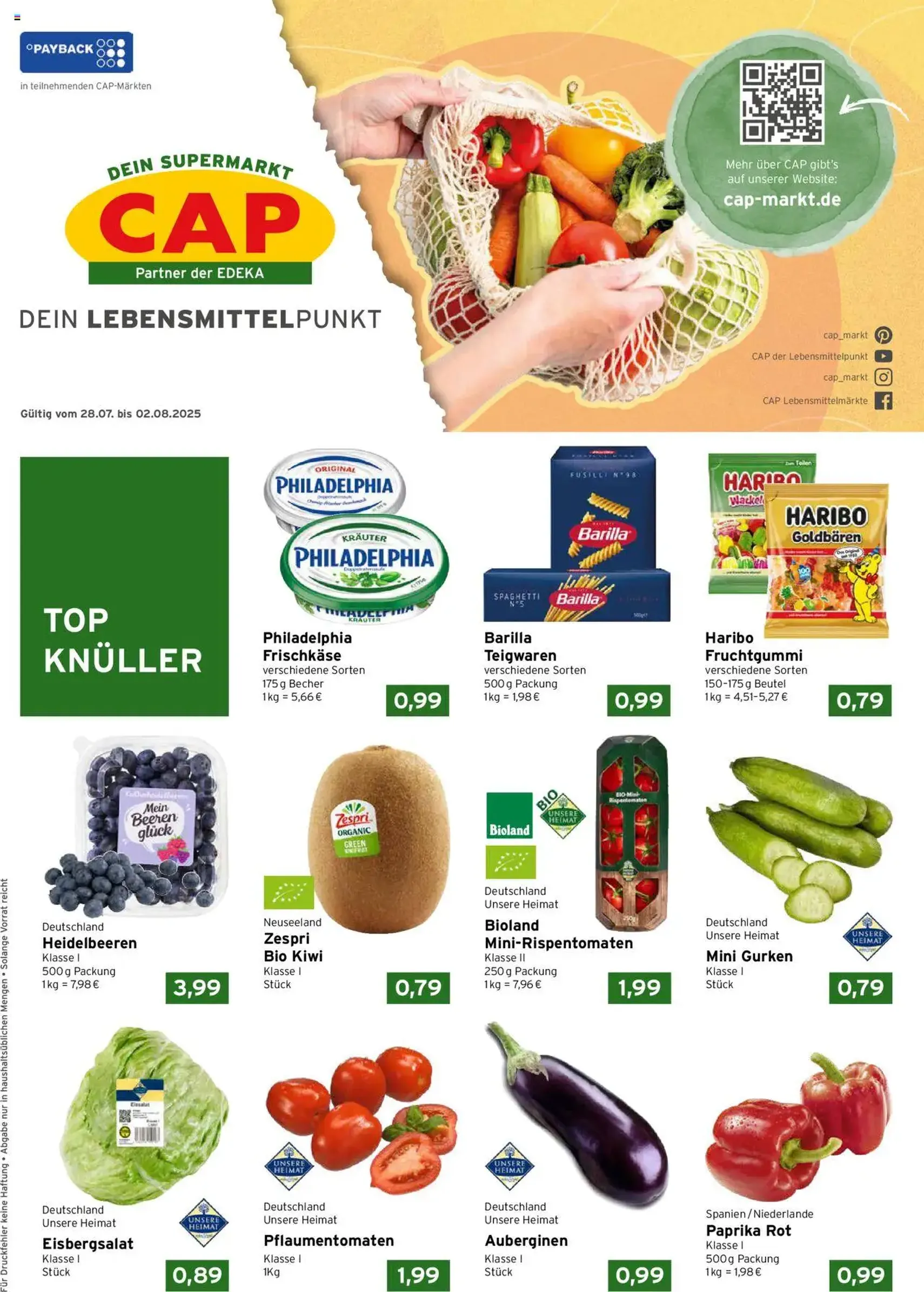 CAP Markt Prospekt - Gültiger Prospekt ab 28.07.2025, Seite 1 von insgesamt 4