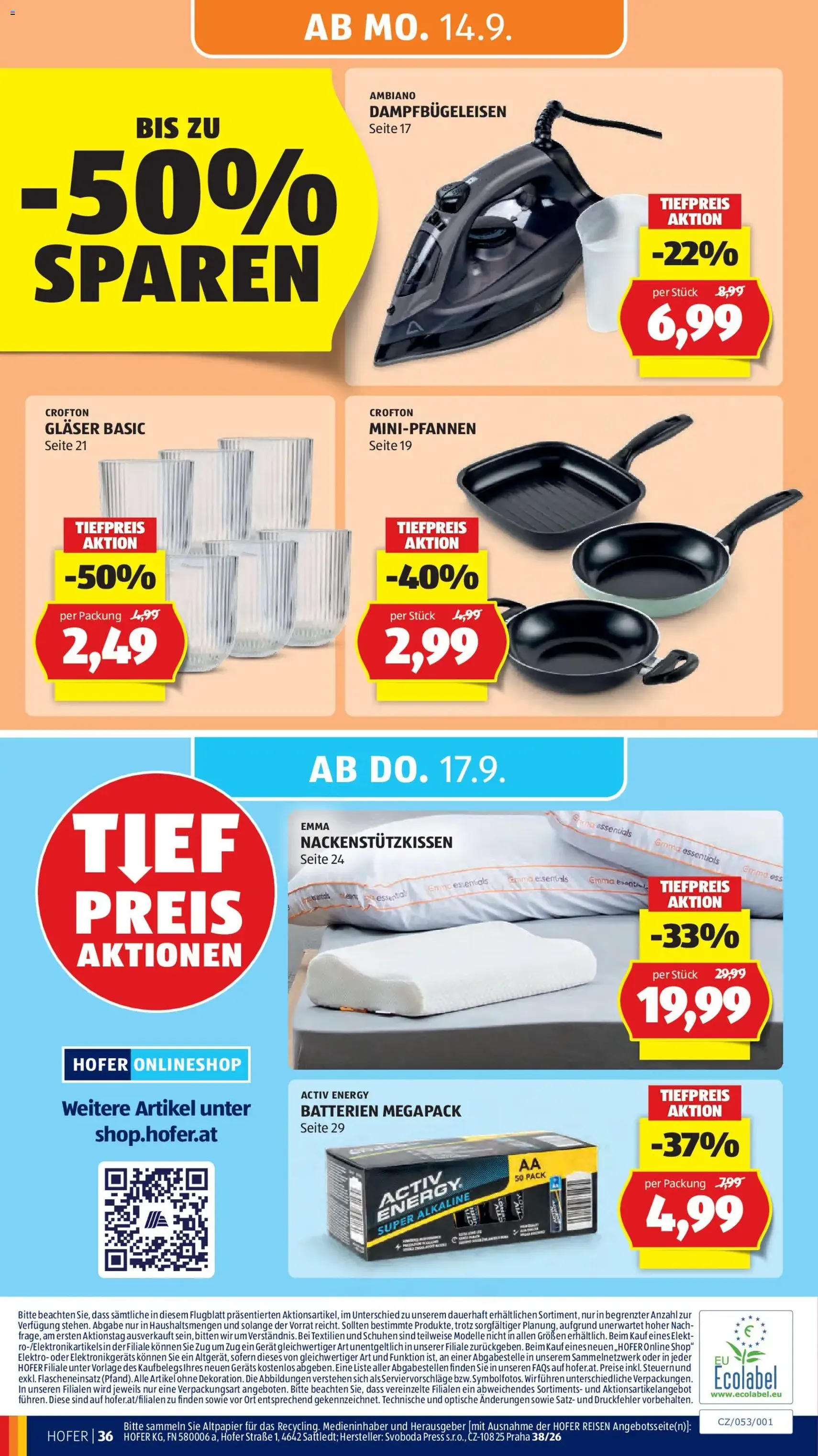Hofer Flugblatt - Gültiger Prospekt ab 11.09.2026, Seite 46 von insgesamt 47