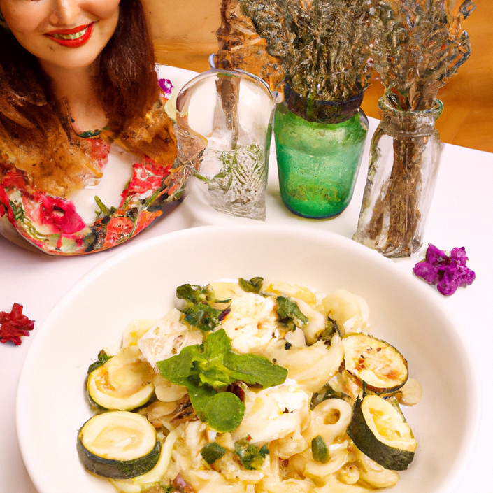 Pasta fredda con zucchine, mozzarella e menta