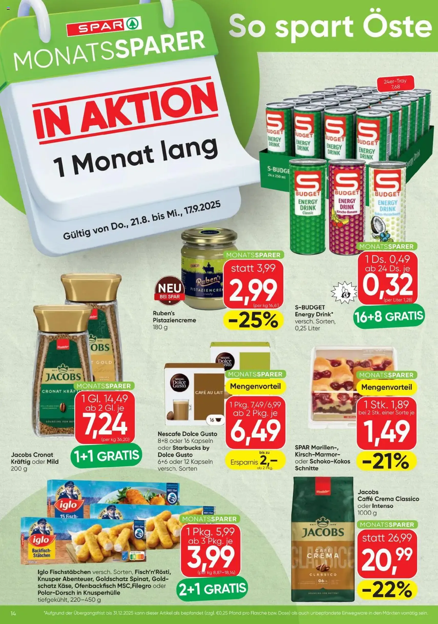 Spar Flugblatt - Gültiger Prospekt ab 21.08.2025, Seite 14 von insgesamt 16 Spar Flugblatt - Gültiger Prospekt ab 21.08.2025, Seite 14 von insgesamt 16