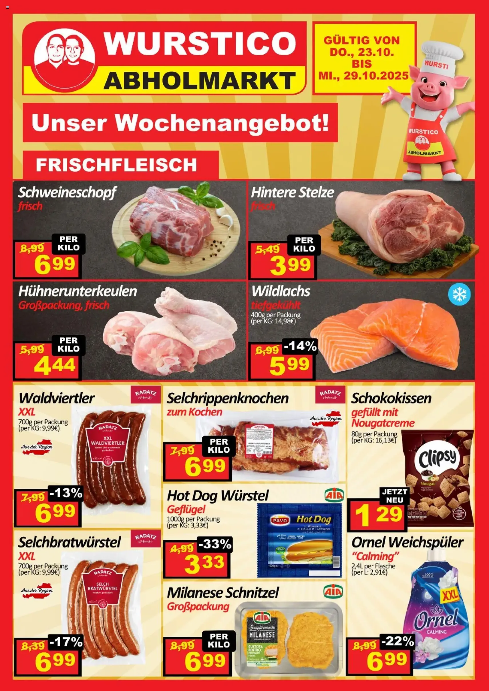 Wurstico Abholmarkt Flugblatt - Gültiger Prospekt ab 23.10.2025, Seite 1 von insgesamt 4