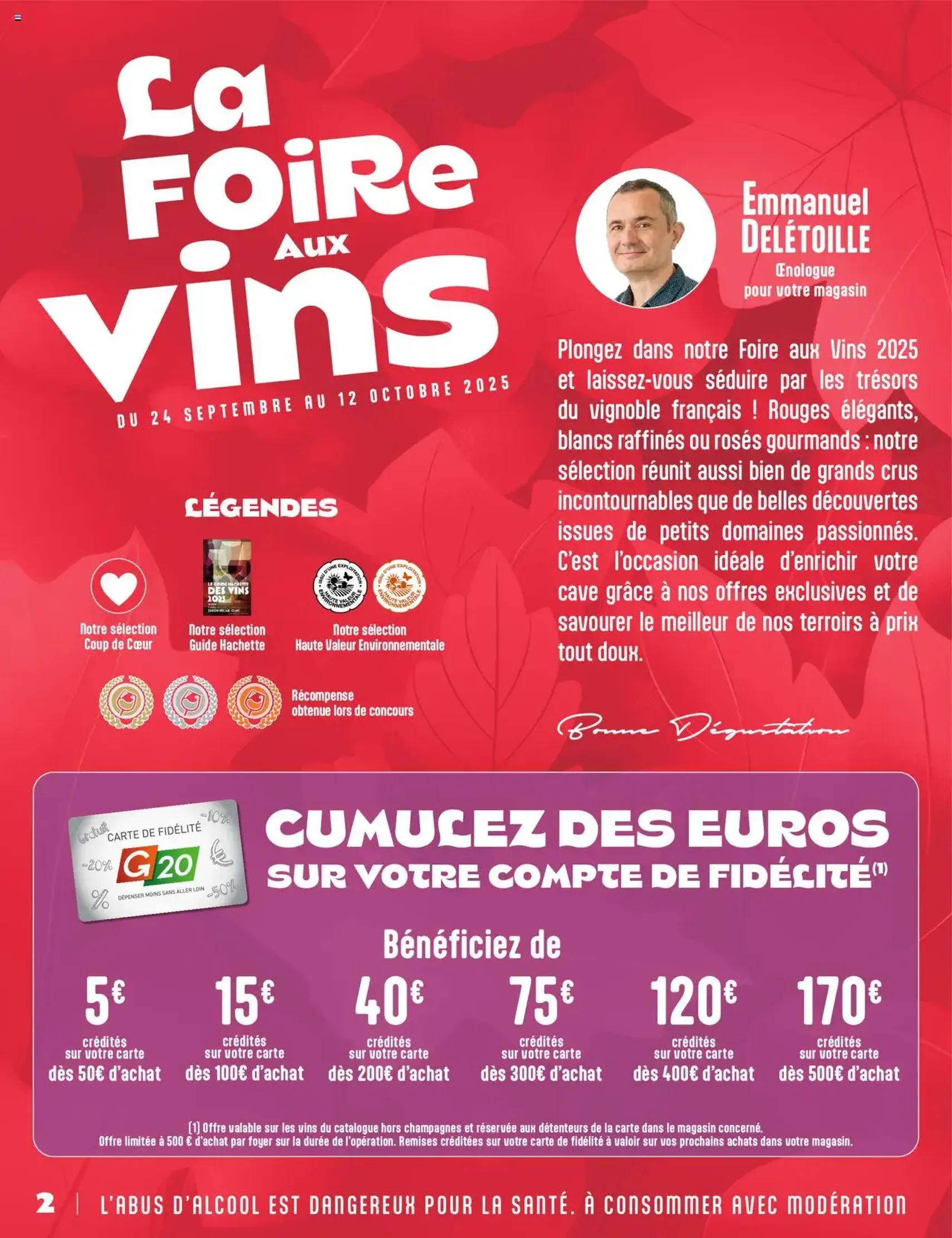 G20 Supermarchés catalogue la foire aux vins - brochure valable à partir du 24/09/2025, page 2 sur 20