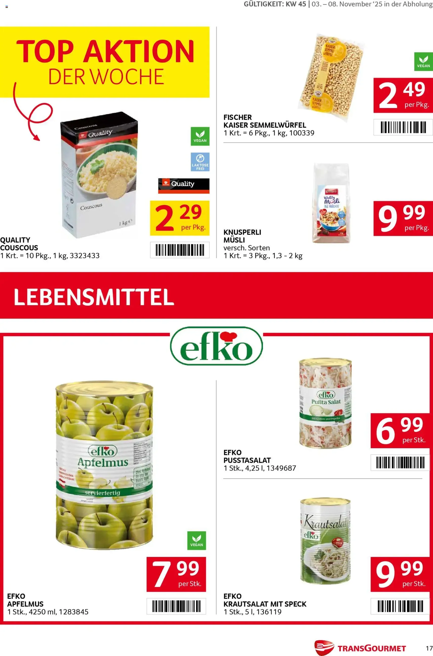 Transgourmet Flugblatt - Gültiger Prospekt ab 03.11.2025, Seite 17 von insgesamt 36