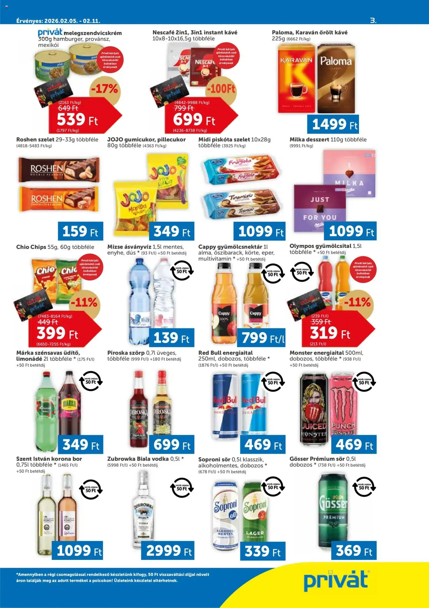 PRIVÁT Akciós újság - 2026.02.05. érvényes szórólap 3 oldal 4 oldalból