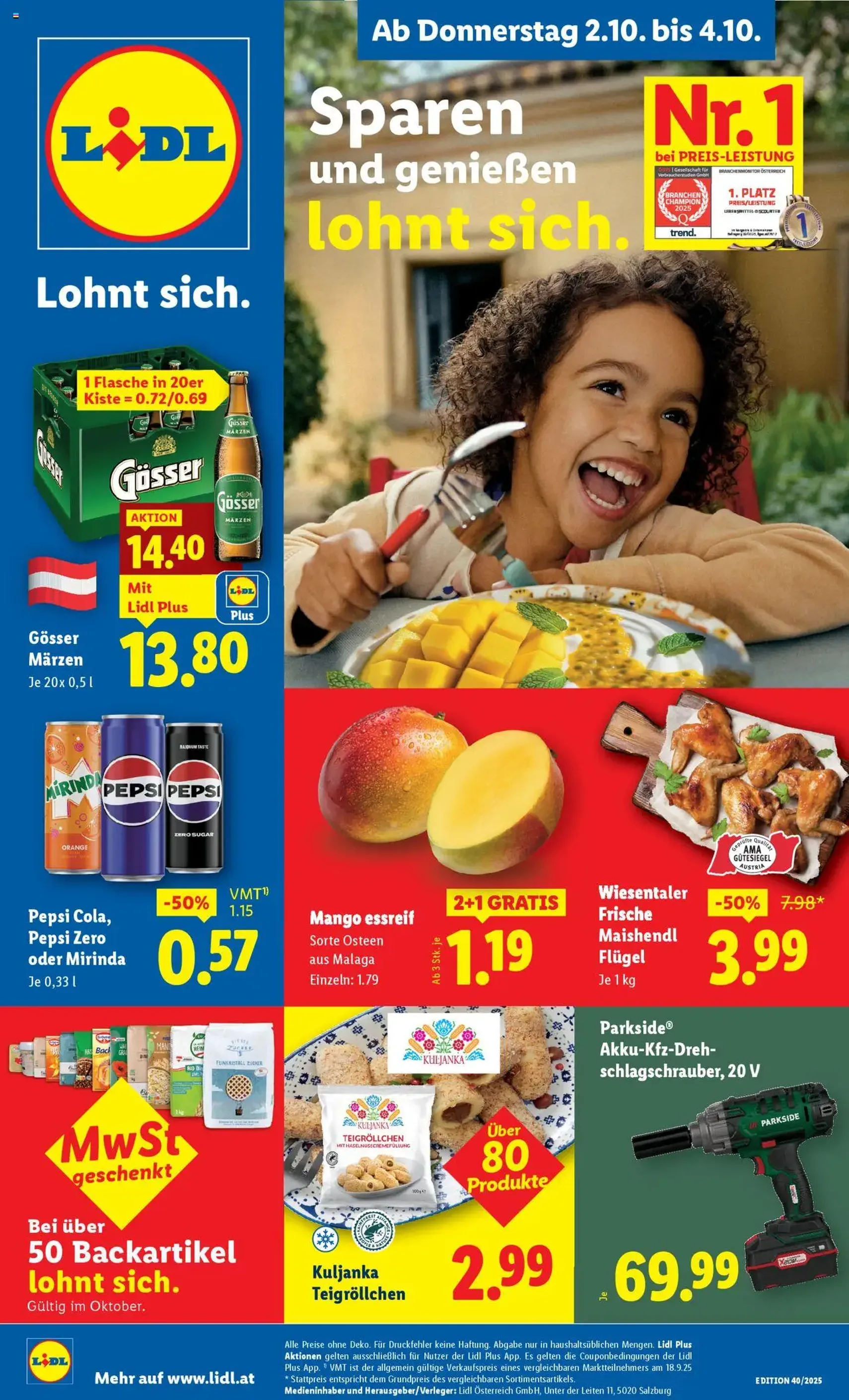 Lidl - Flugblatt - Gültiger Prospekt ab 02.10.2025, Seite 1 von insgesamt 45