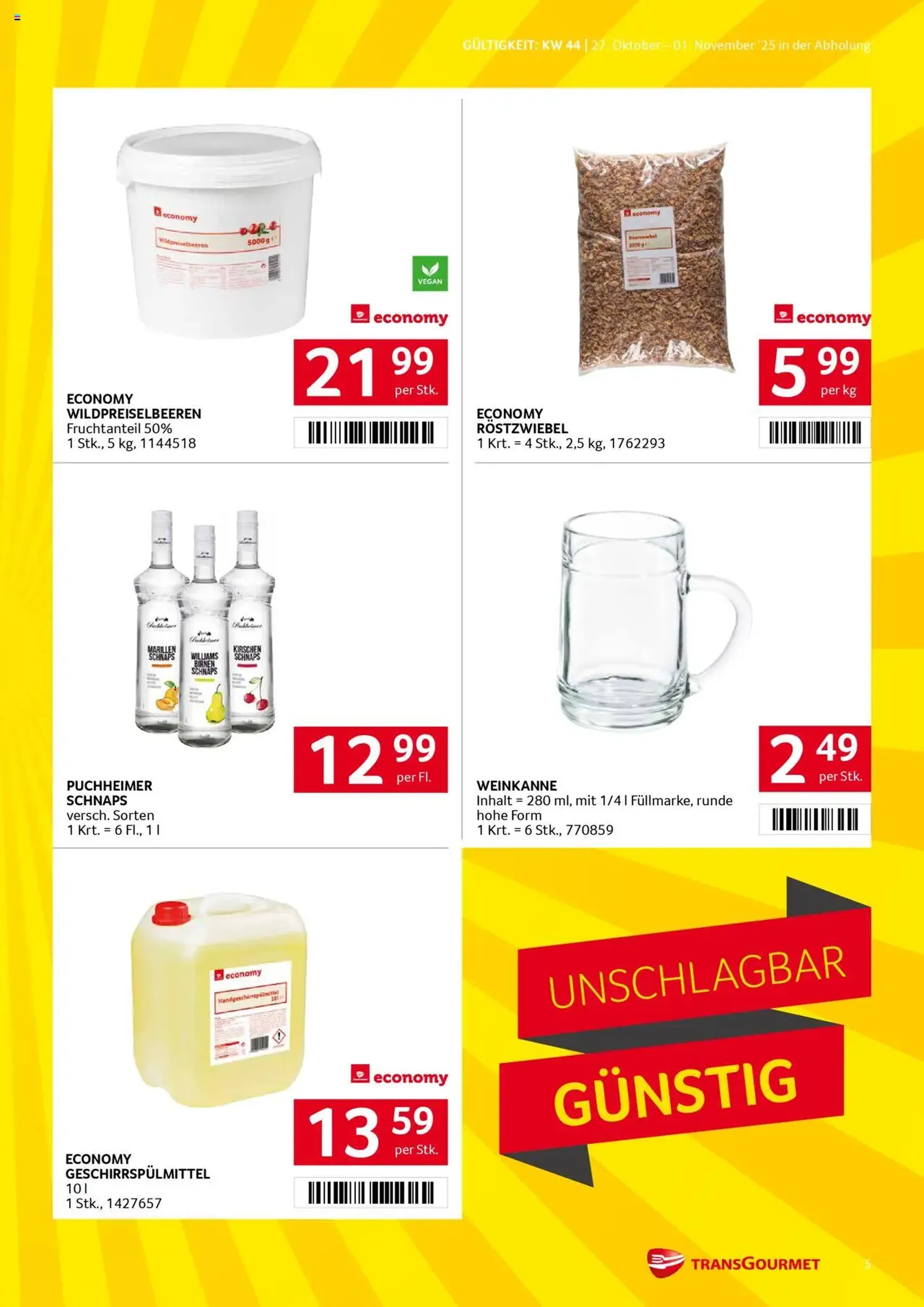 Transgourmet Flugblatt - Gültiger Prospekt ab 26.10.2025, Seite 5 von insgesamt 32 Transgourmet Flugblatt - Gültiger Prospekt ab 26.10.2025, Seite 5 von insgesamt 32