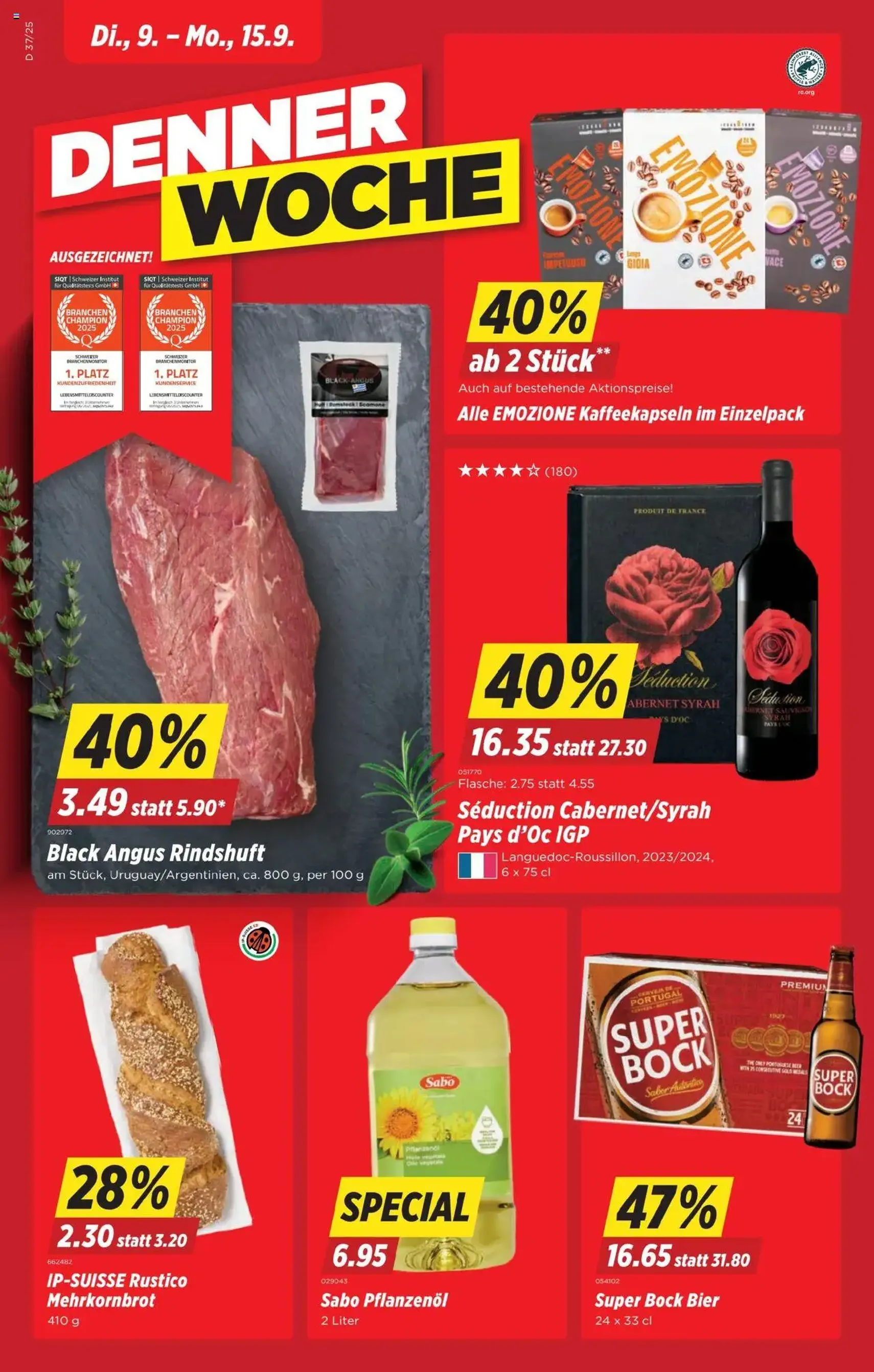 Denner Aktionen - Gültiger Prospekt ab 09.09.2025, Seite 1 von insgesamt 24