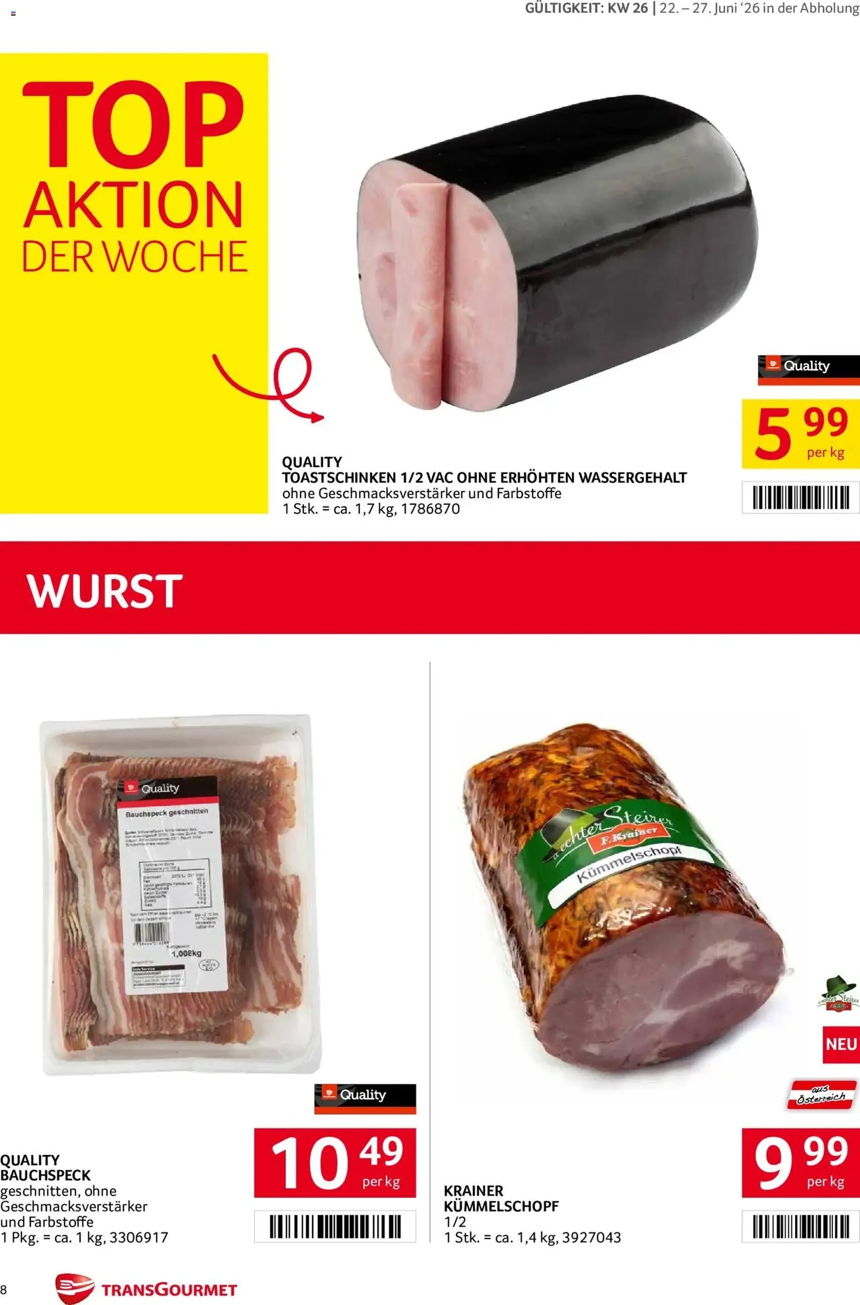 Transgourmet Flugblatt - Gültiger Prospekt ab 22.06.2026, Seite 8 von insgesamt 31