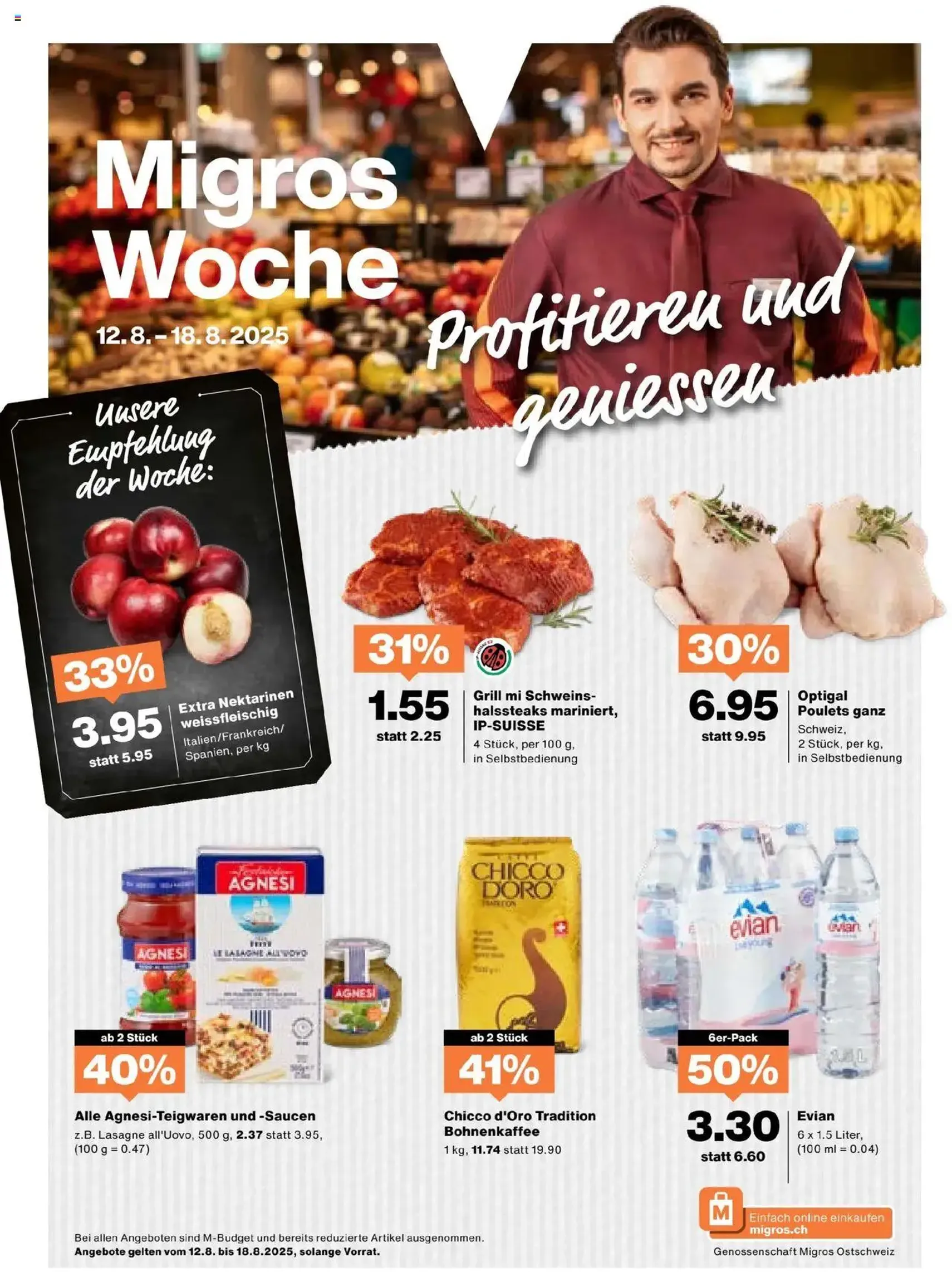 Migros Aktionen - Gültiger Prospekt ab 12.08.2025, Seite 1 von insgesamt 20 Migros Aktionen - Gültiger Prospekt ab 12.08.2025, Seite 1 von insgesamt 20