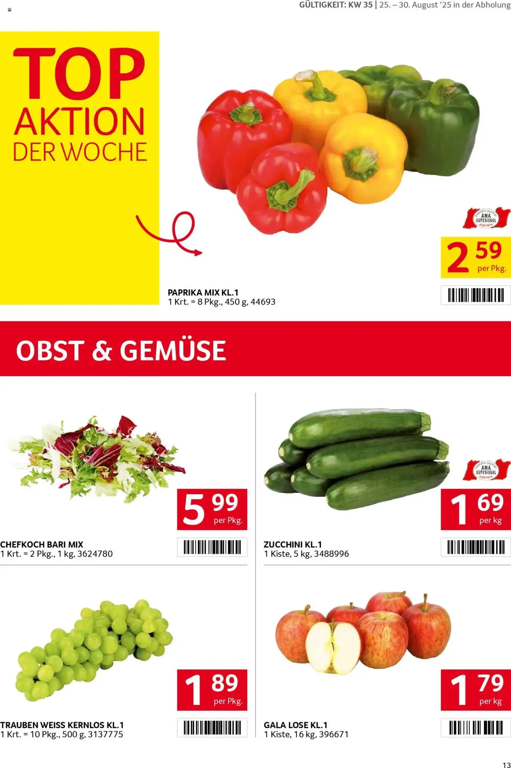 Transgourmet Flugblatt - Gültiger Prospekt ab 24.08.2025, Seite 13 von insgesamt 28 Transgourmet Flugblatt - Gültiger Prospekt ab 24.08.2025, Seite 13 von insgesamt 28