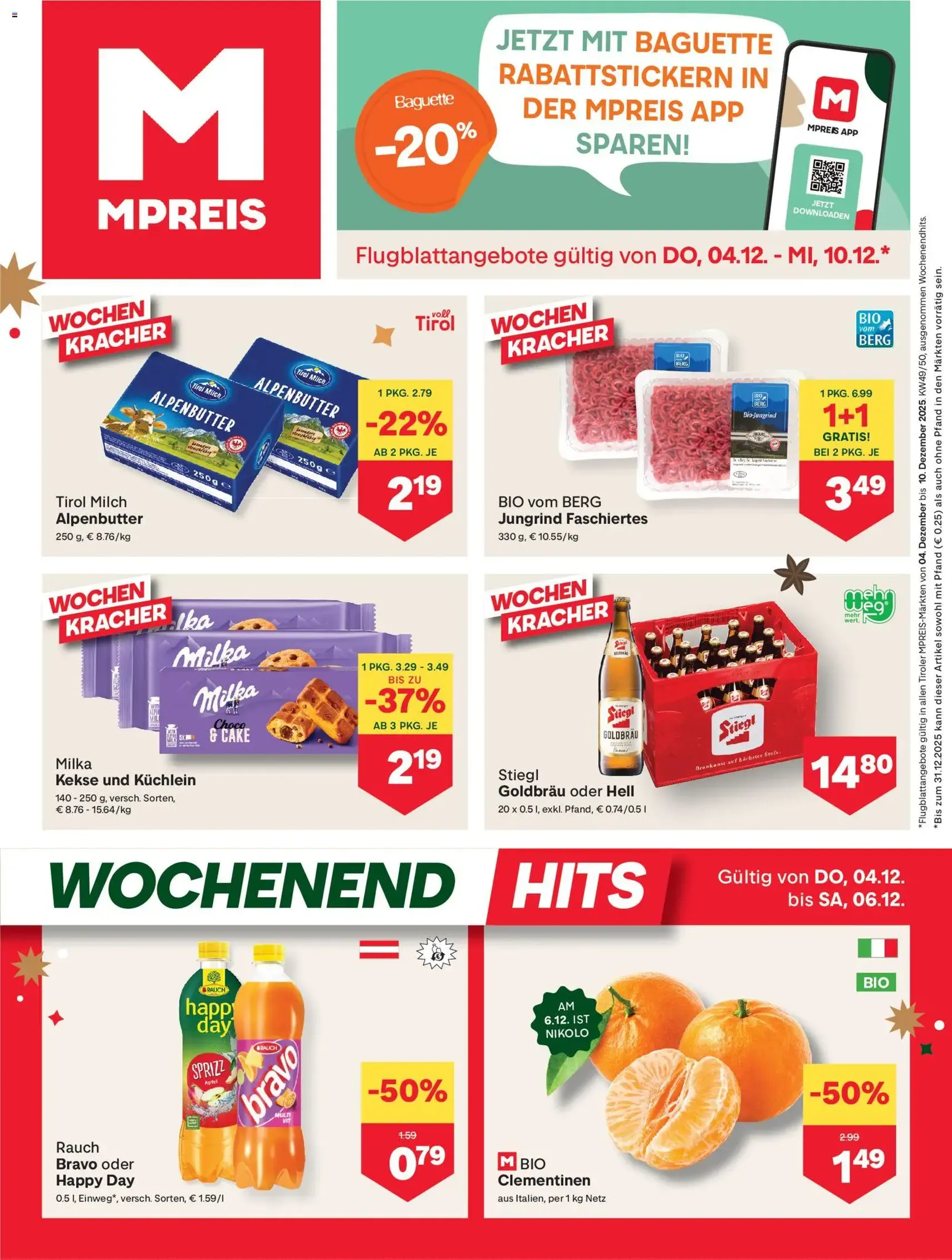 MPREIS Flugblatt - Gültiger Prospekt ab 04.12.2025, Seite 1 von insgesamt 1