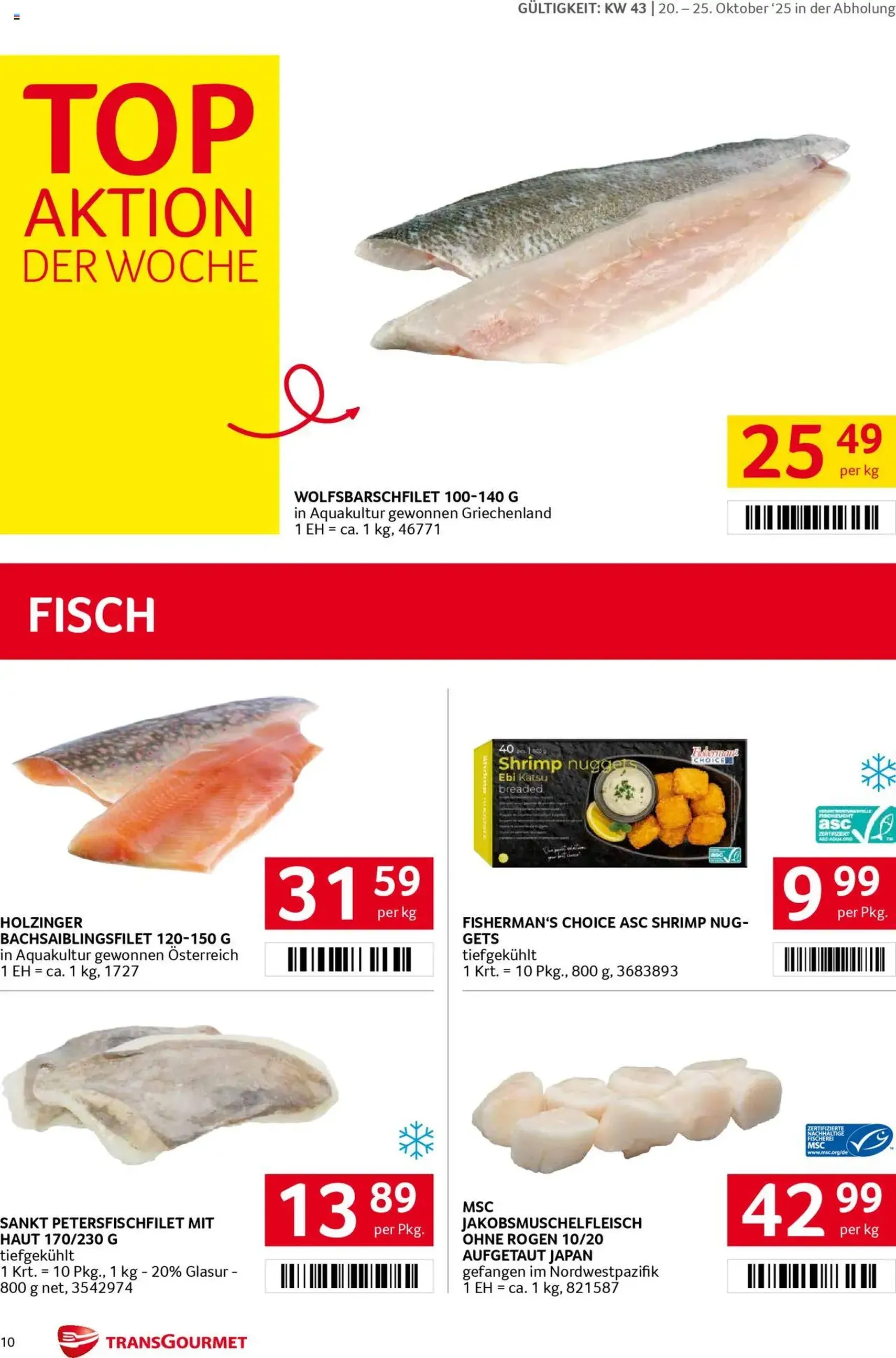 Transgourmet Flugblatt - Gültiger Prospekt ab 20.10.2025, Seite 10 von insgesamt 28 Transgourmet Flugblatt - Gültiger Prospekt ab 20.10.2025, Seite 10 von insgesamt 28