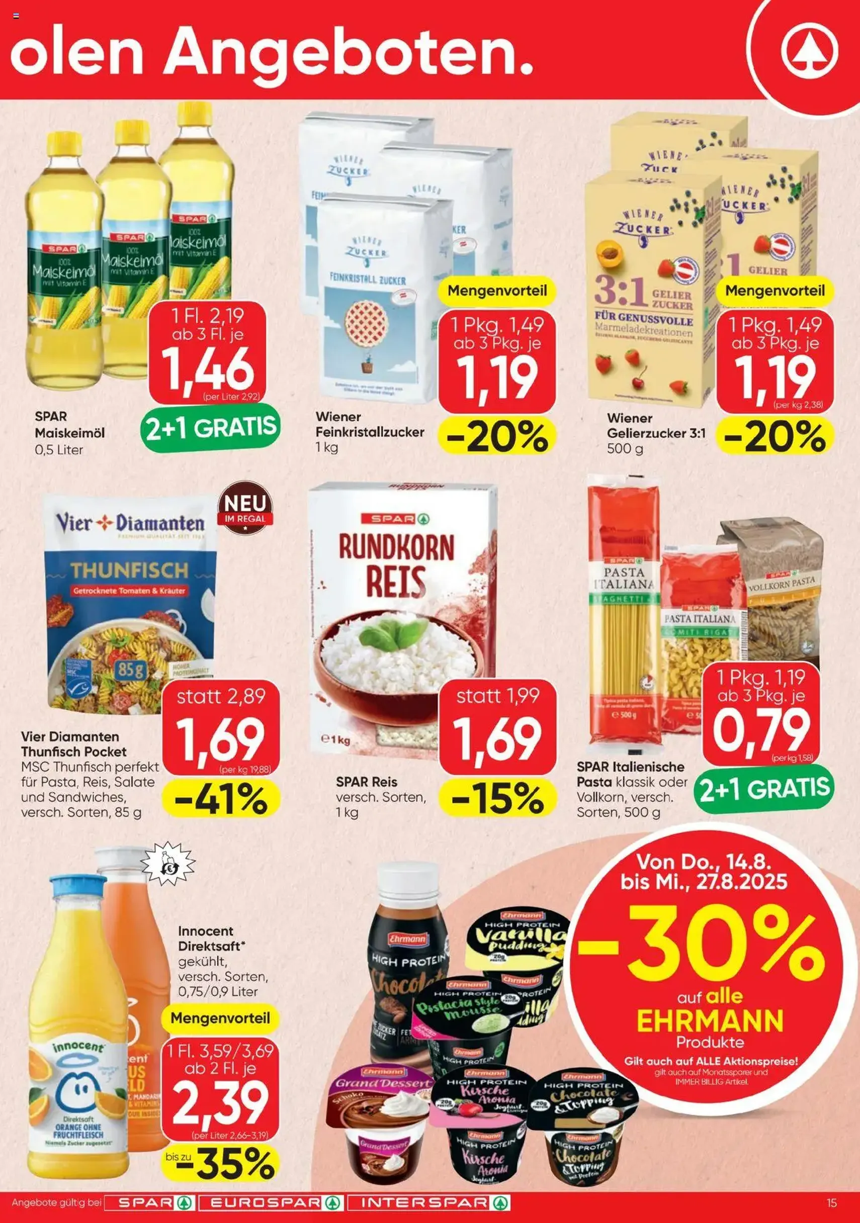 Spar Flugblatt - Gültiger Prospekt ab 14.08.2025, Seite 15 von insgesamt 20