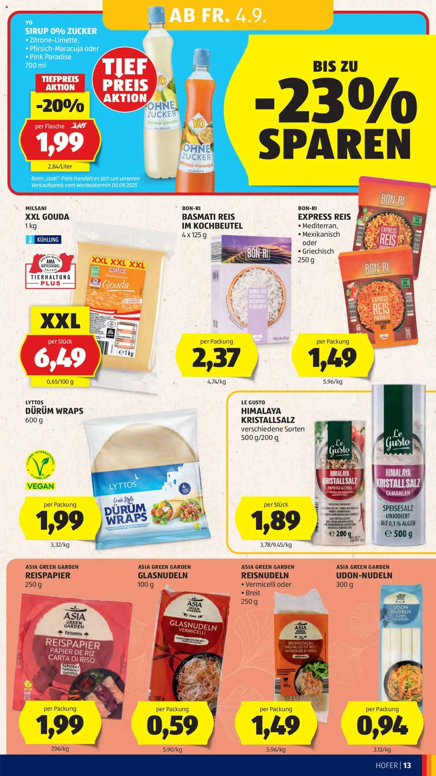 Hofer Flugblatt - Gültiger Prospekt ab 04.09.2026, Seite 19 von insgesamt 44