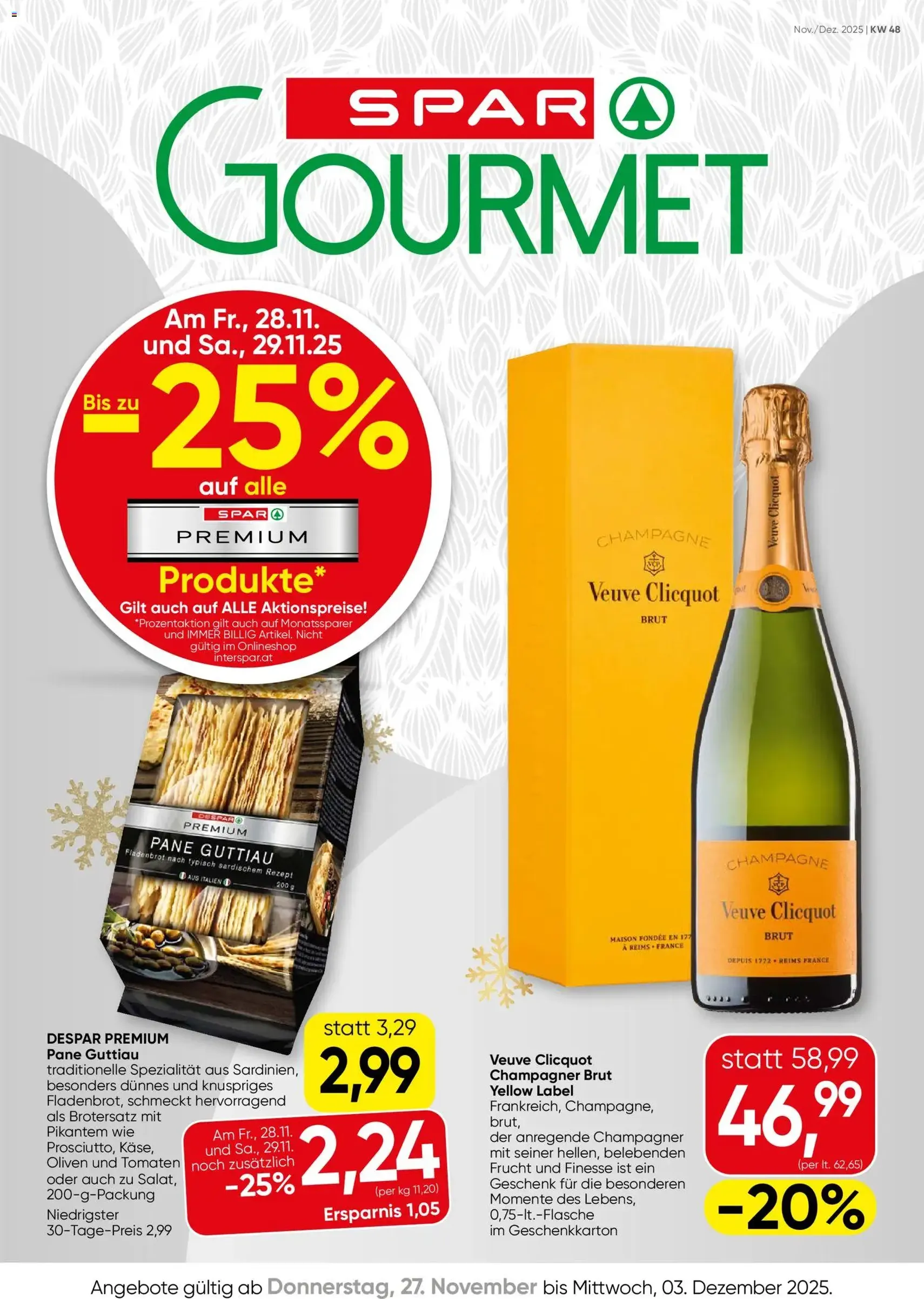 SPAR Gourmet Flugblatt - Gültiger Prospekt ab 27.11.2025, Seite 1 von insgesamt 8