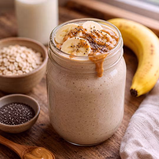 Náhľad receptu Banánové smoothie s arašidovým maslom - raňajky do pohára