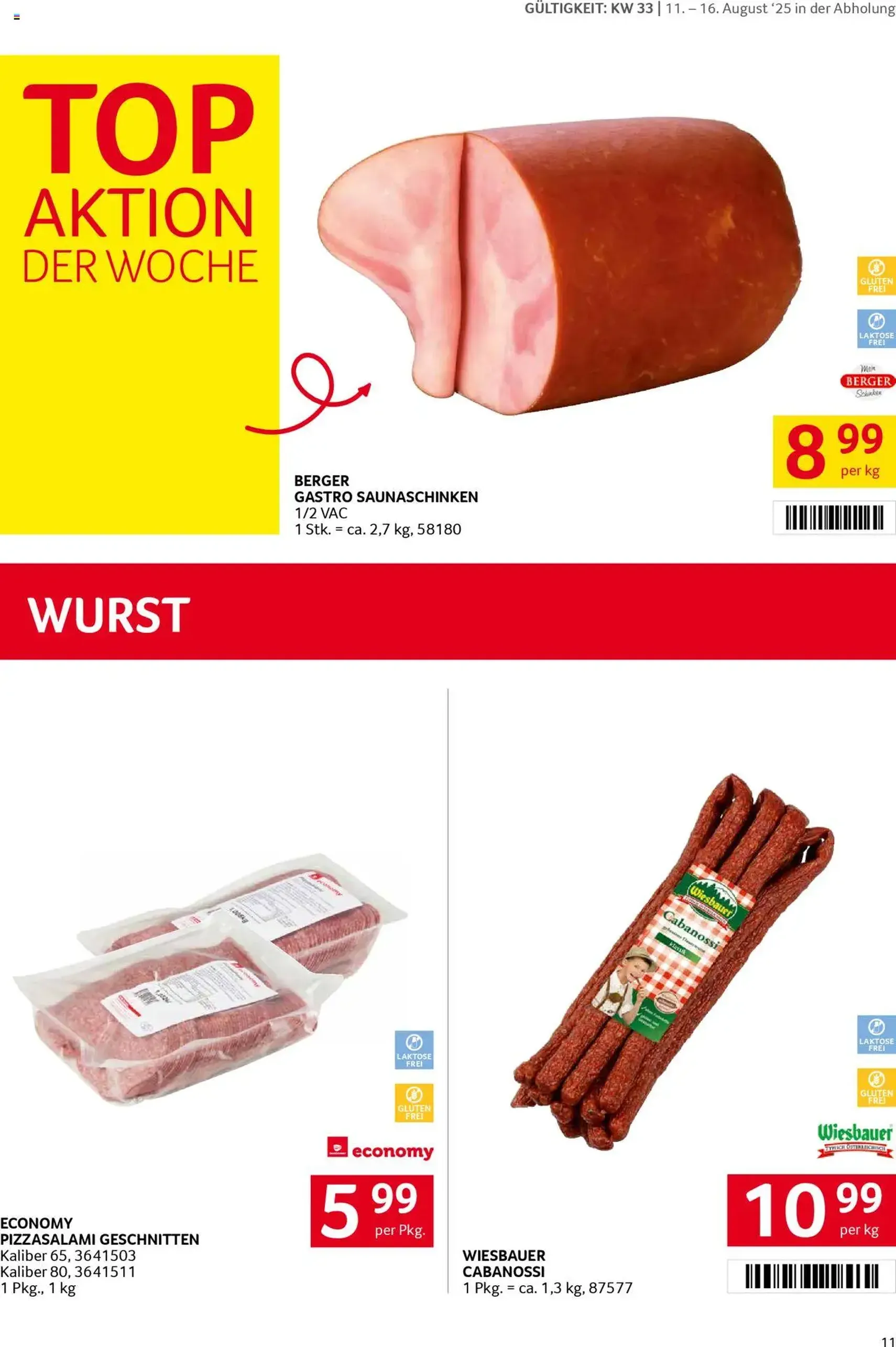 Transgourmet Flugblatt - Gültiger Prospekt ab 10.08.2025, Seite 11 von insgesamt 32 Transgourmet Flugblatt - Gültiger Prospekt ab 10.08.2025, Seite 11 von insgesamt 32