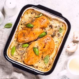 Recipe preview Baked Chicken with Cream and Mushrooms